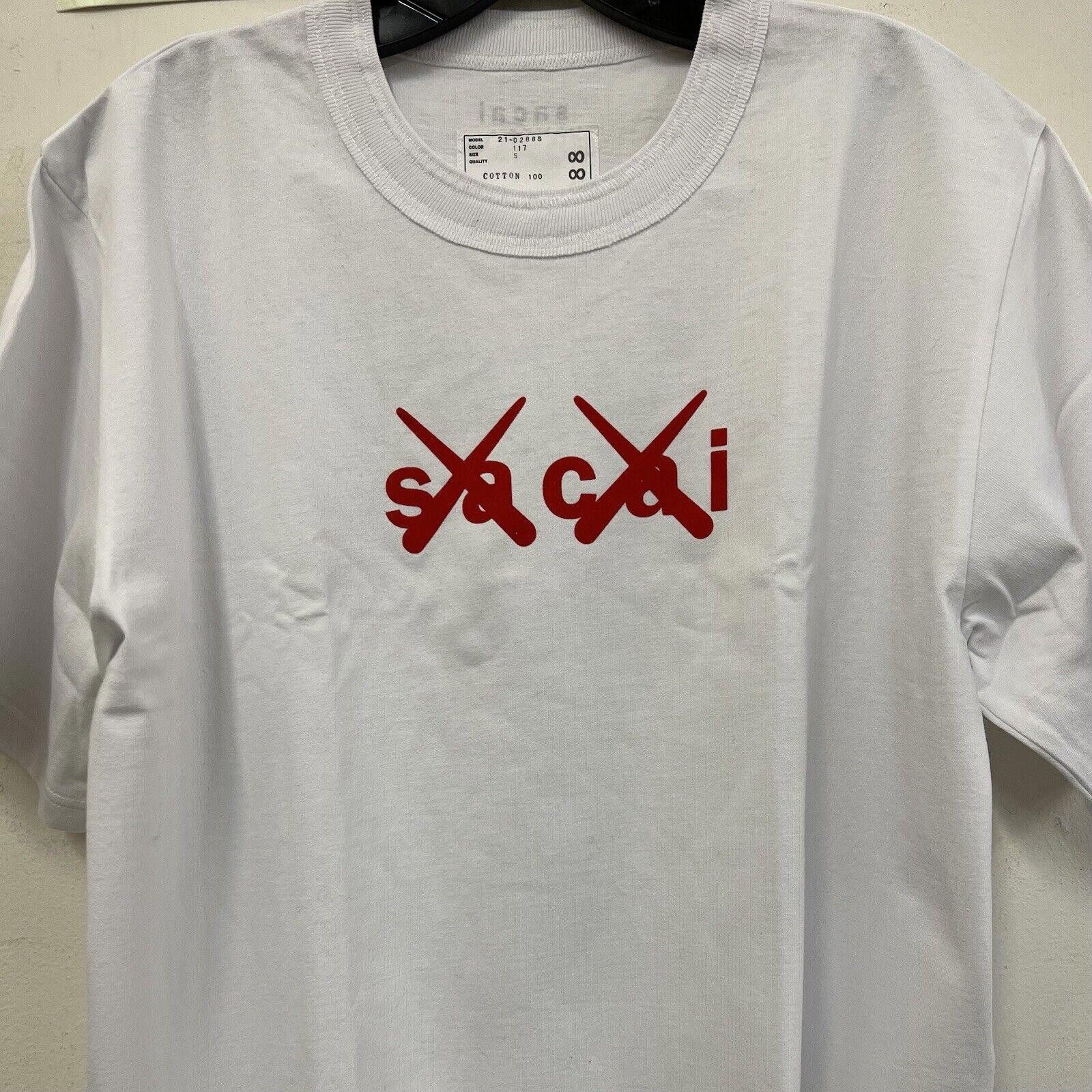 Sacai FW21 SACAI x KAWS FLOCKED LOGO PRINT T-SHIRT WHITE 4 XL Size US XL / EU 56 / 4 - 1 Thumbnail