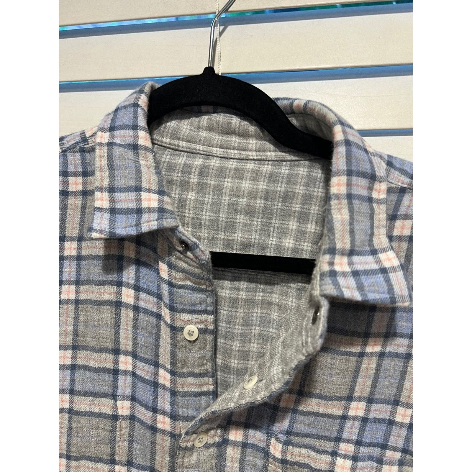 Faherty Faherty Reversible Mens Plaid Flannel Shirt Gray Blue Button Size US XL / EU 56 / 4 - 2 Thumbnail
