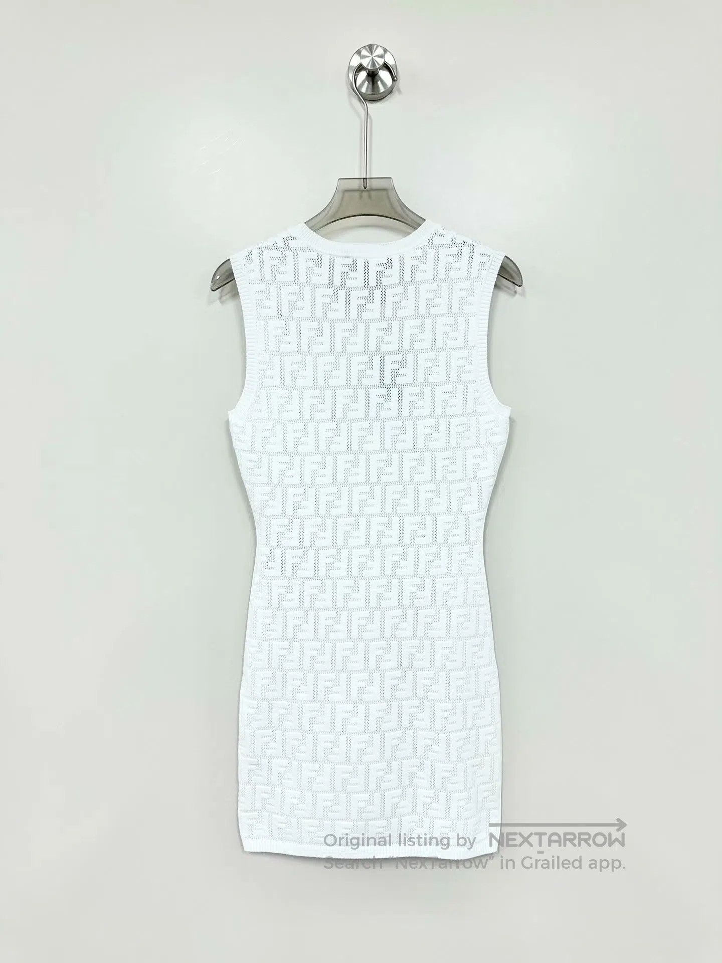 Fendi FENDI White Monogram Relief Printed Logo Knitted Dress| Size XS / US 0-2 / IT 36-38 - 2 Thumbnail