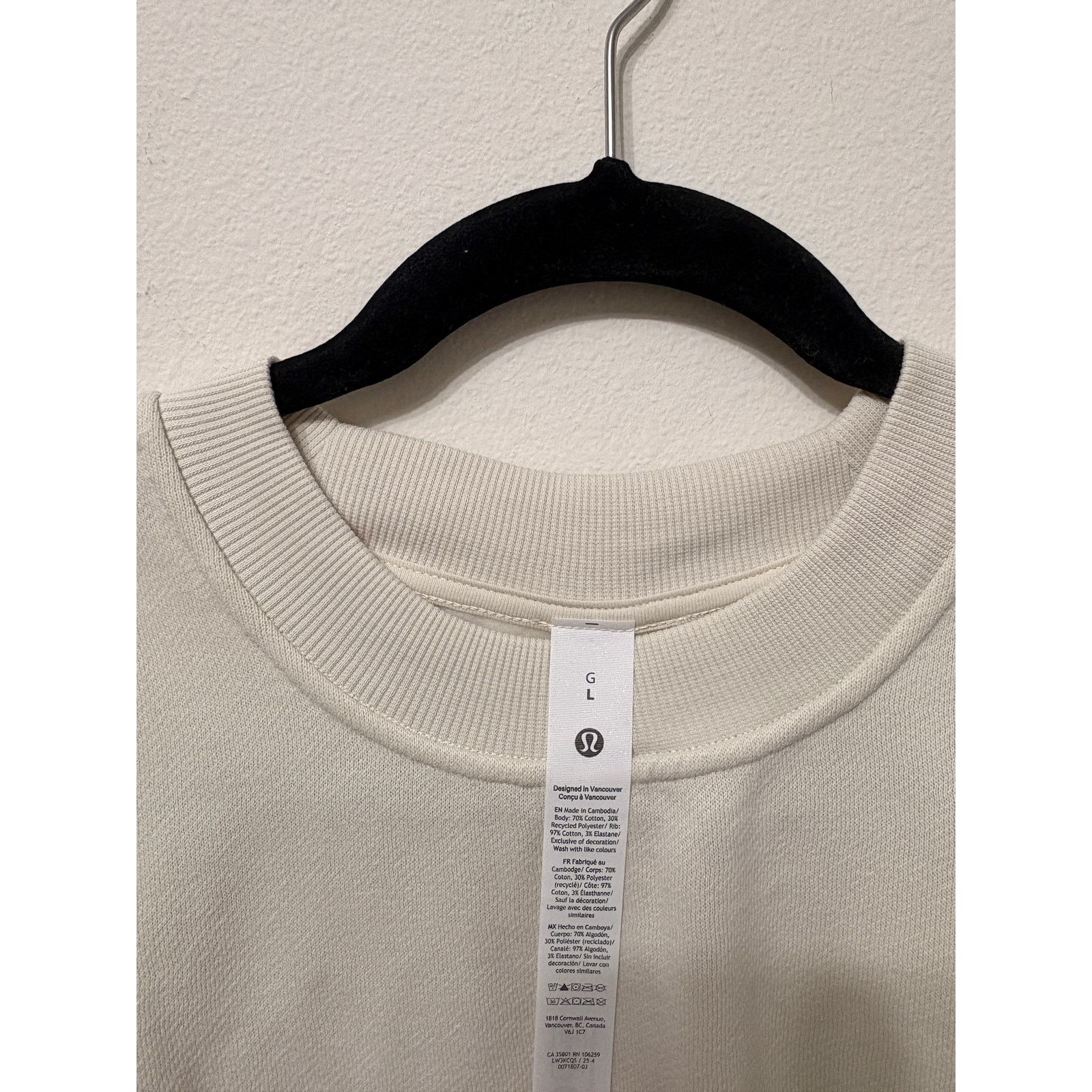 Lululemon NWT Women's Lululemon Steady State Crewneck Light Ivory Sz L Size L / US 10 / IT 46 - 3 Thumbnail