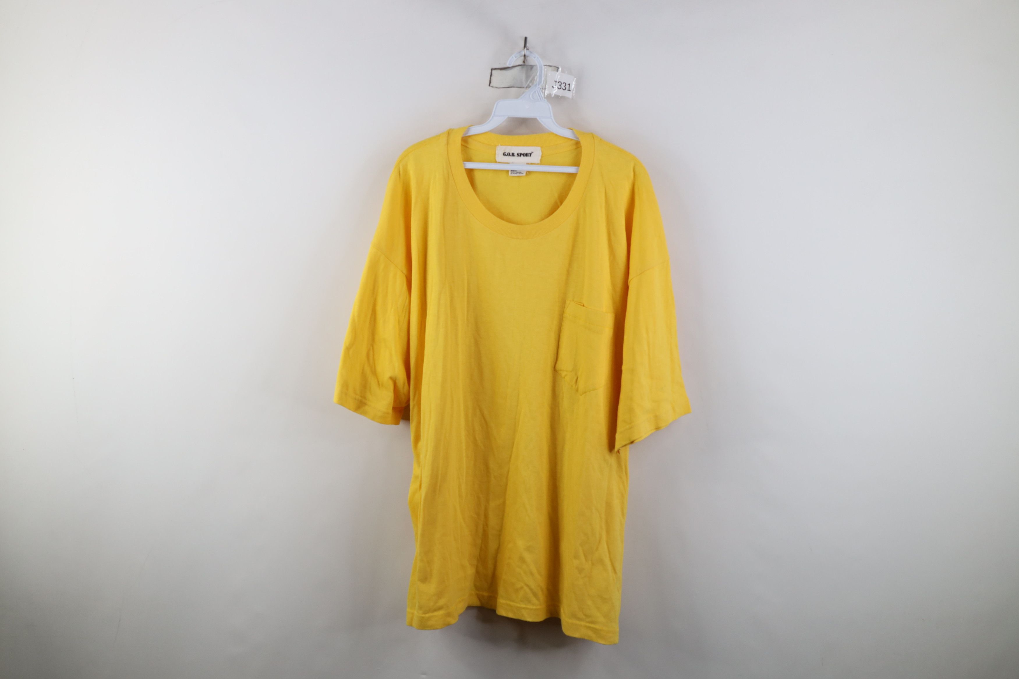 Vintage Vintage 90s Streetwear Baggy Pocket T-Shirt Yellow Cotton Size US XL / EU 56 / 4 - 1 Thumbnail