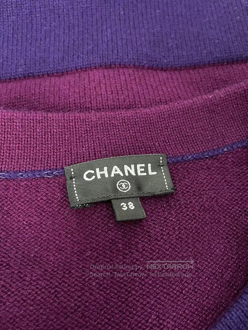 Chanel Chanel 23B purple short cashmere cardigan jacket Size XS / US 0-2 / IT 36-38 - 4 Thumbnail