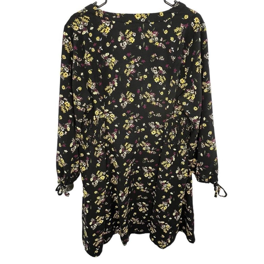 Torrid Torrid Black Knee Length Floral Pattern Long Sleeve Dress Size XXS / US 00 / IT 34 - 4 Thumbnail
