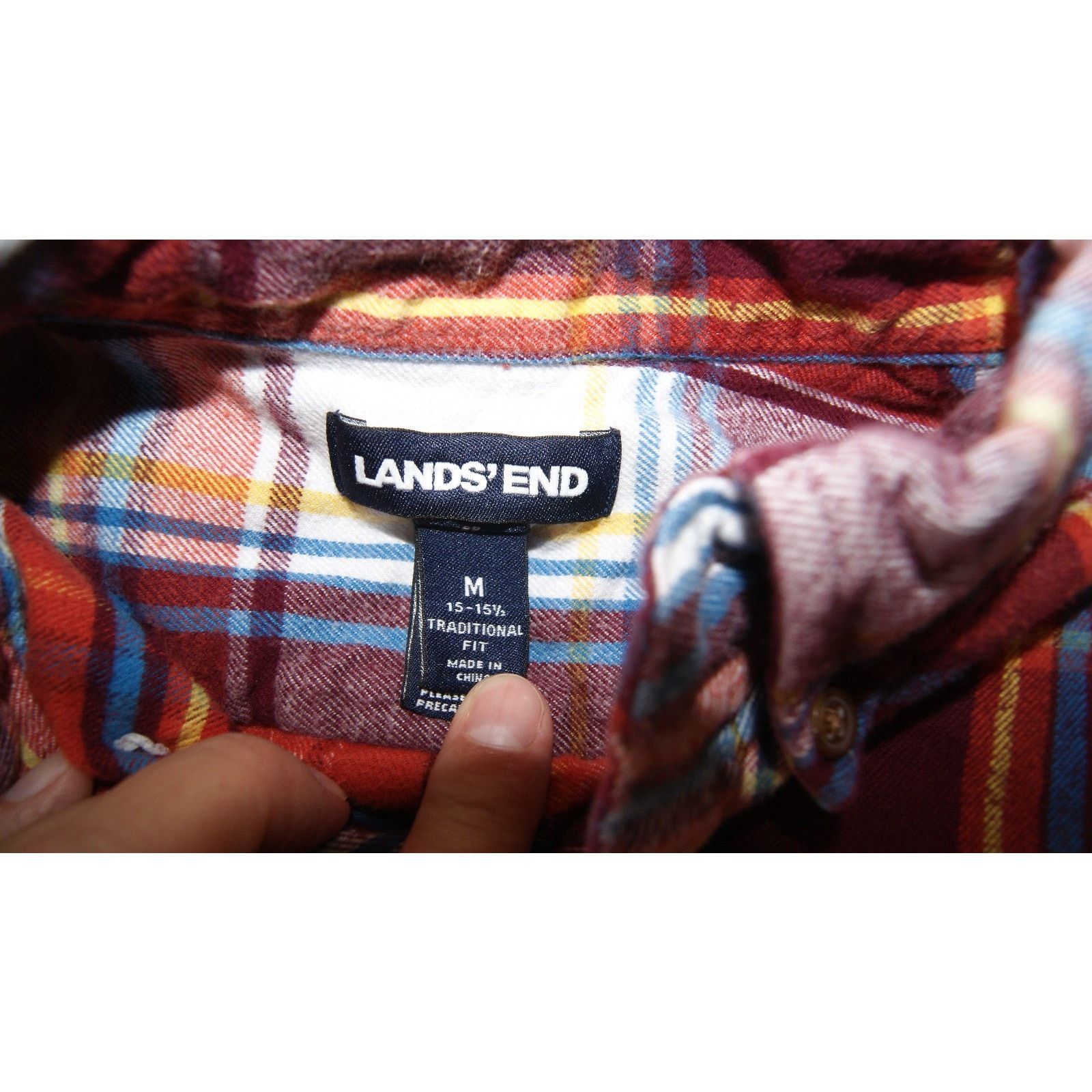 Lands' End Lands End M 15-151/2 Autumn Fall Plaid Flannel Shirt Button Size US M / EU 48-50 / 2 - 3 Thumbnail