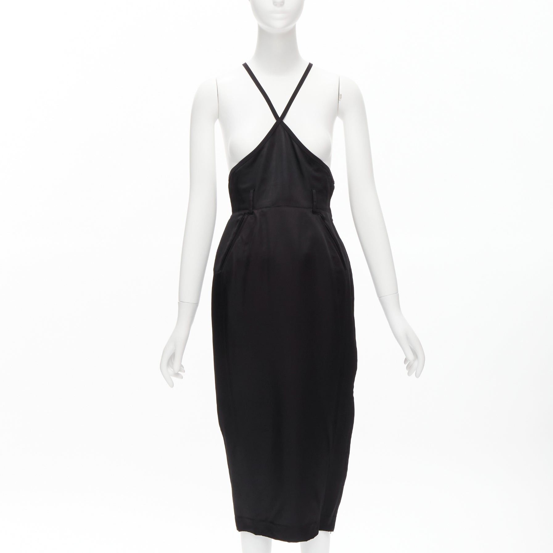 Jean Paul Gaultier JEAN PAUL GAULTIER FEMME Vintage black silk twill cross strap dungaree dress FR40 L Size S / US 4 / IT 40 - 1 Thumbnail