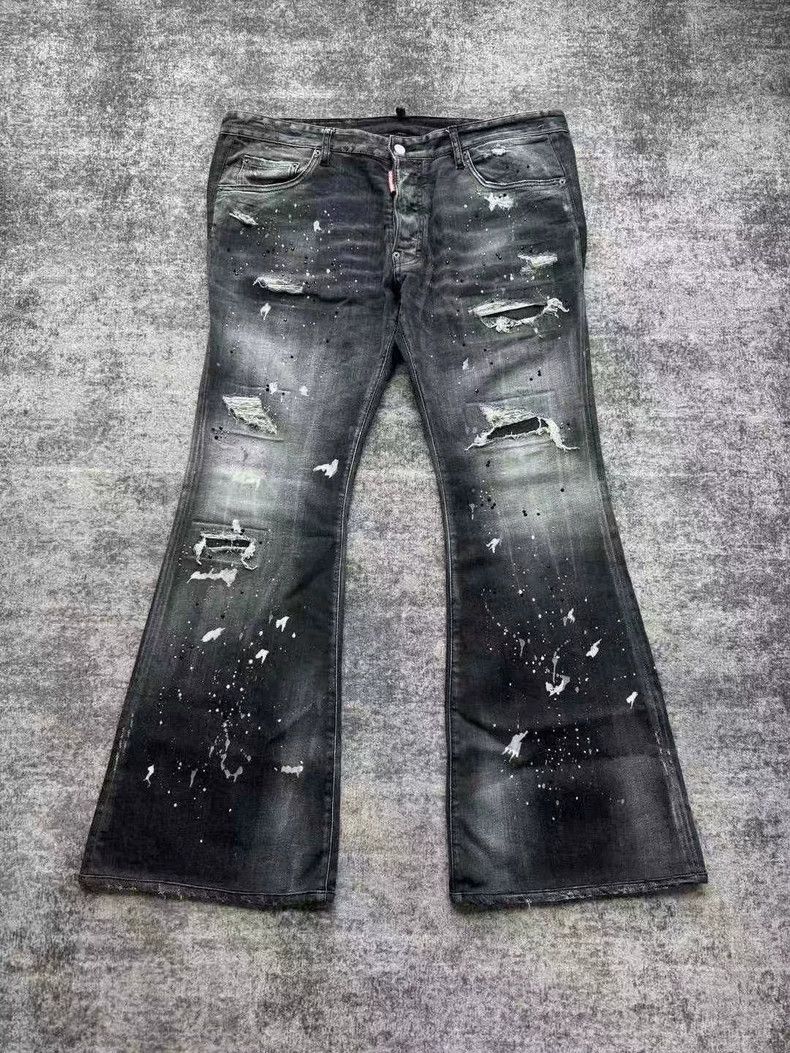 Dsquared2 DSQUARED2 Distressed Rhinestone Flare Jeans-yf Size US 34 / EU 50 - 1 Thumbnail