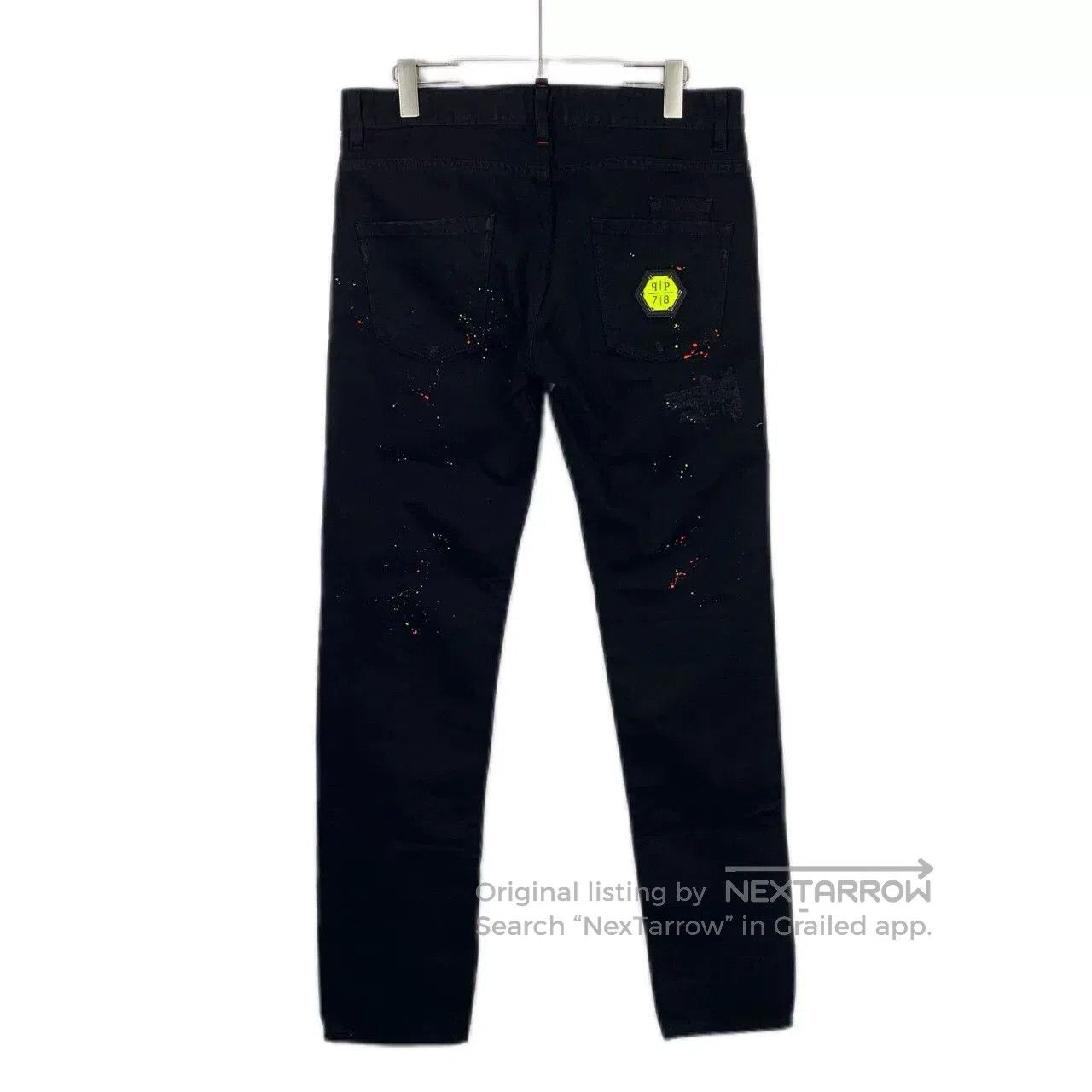 Philipp Plein Philipp Plein Black Paint Cotton Straight Jeans. Size US 32 / EU 48 - 2 Thumbnail