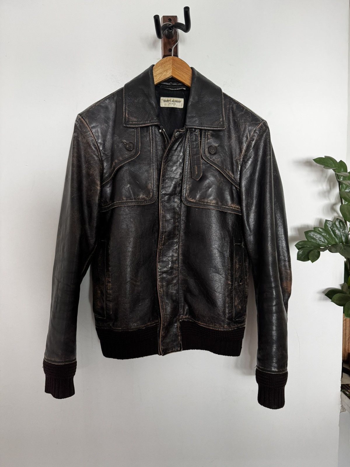 Saint Laurent Paris Leather flight jacket Size US S / EU 44-46 / 1 - 1 Thumbnail
