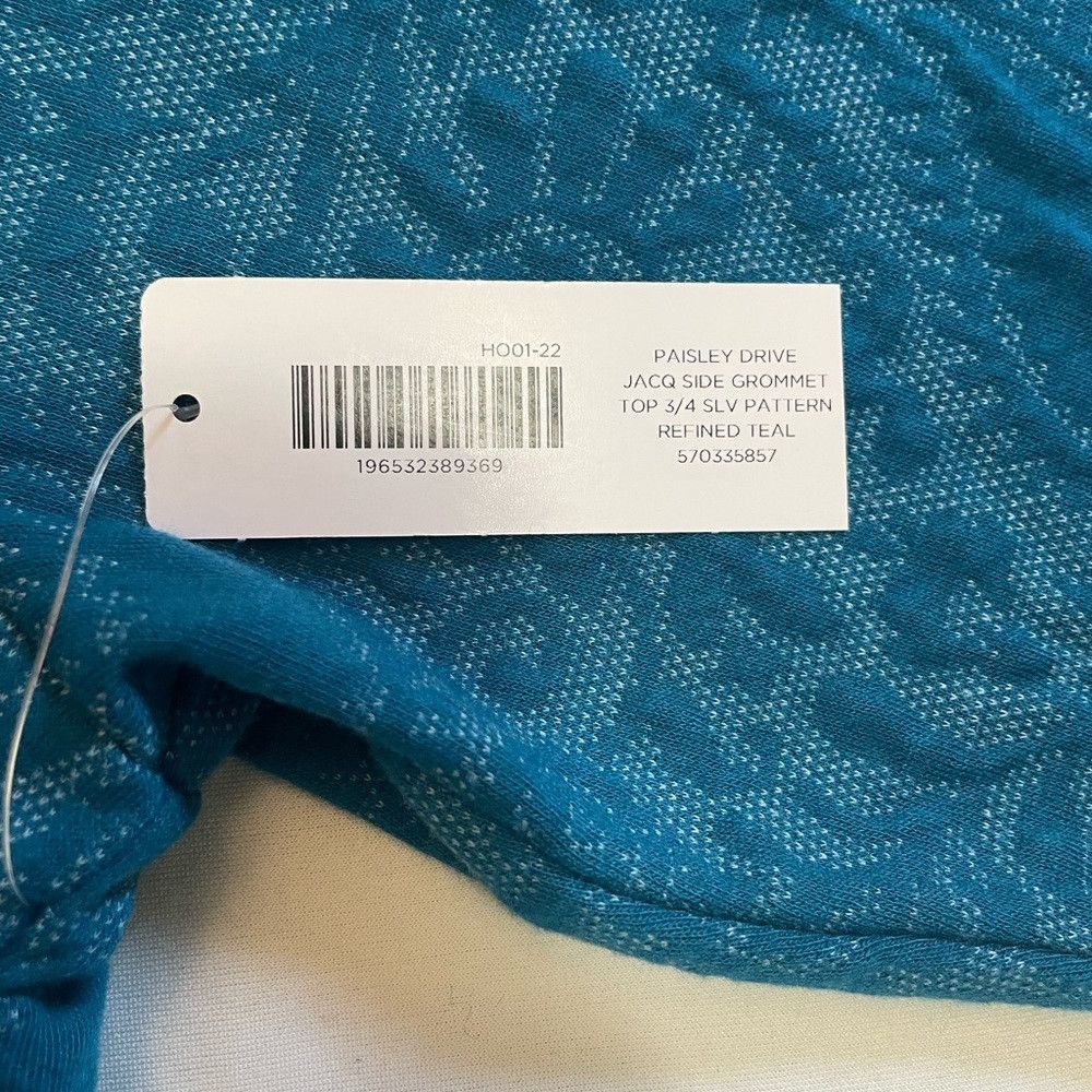 Chicos NWT New Chico's Paisley Jacquard Side Grommet Teal Tunic Si Size XL / US 12-14 / IT 48-50 - 7 Thumbnail