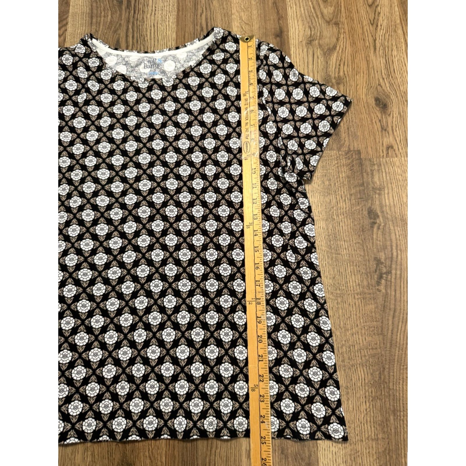 Croft & Barrow VINTAGE Croft & Barrow Shirt Womens XL Black White Allover Print The Classic Tee Size XL / US 12-14 / IT 48-50 - 7 Thumbnail