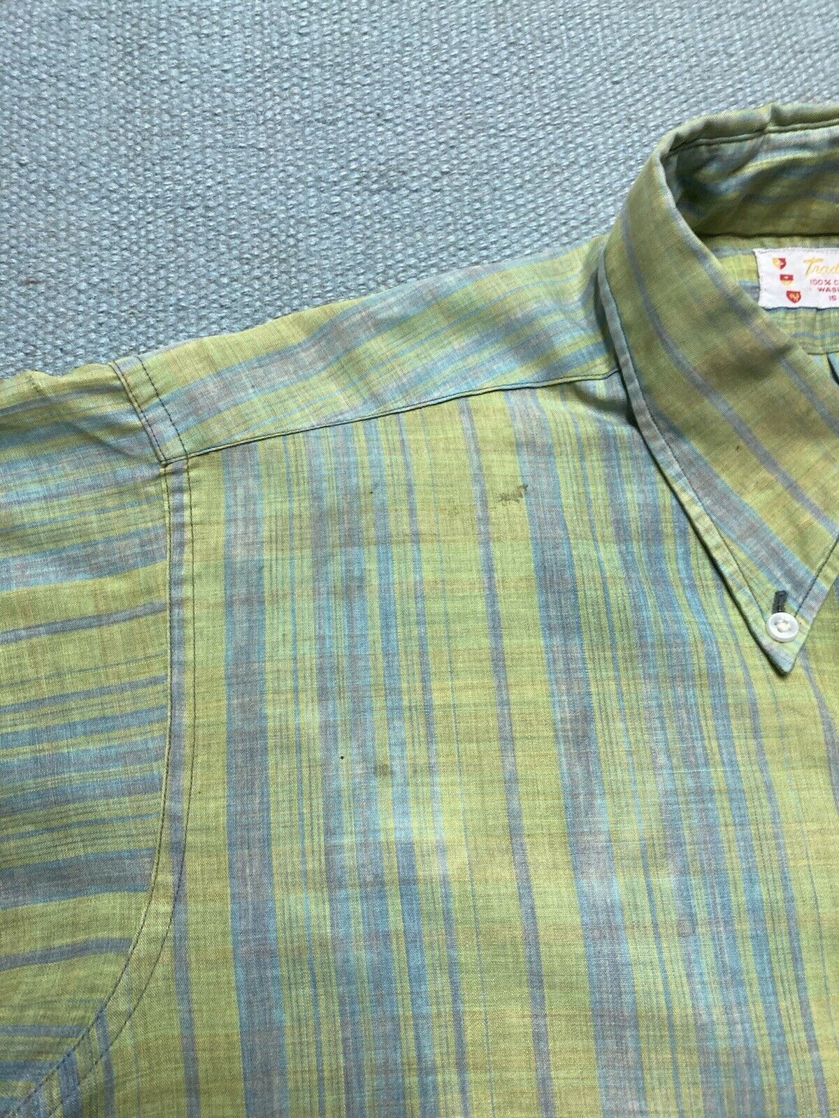 Vintage VTG 60s button shirt striped lightweight cotton medium Size US M / EU 48-50 / 2 - 5 Thumbnail