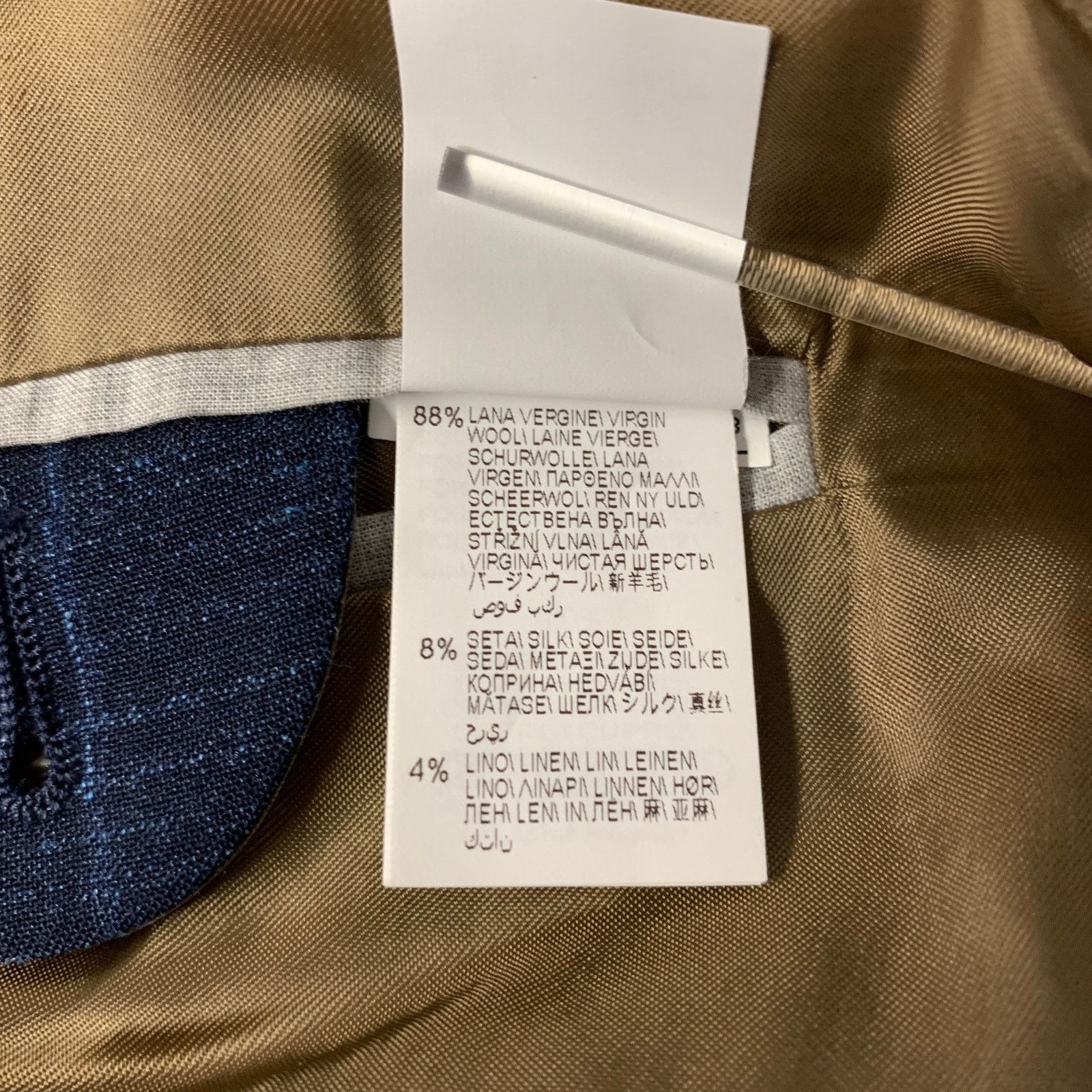 Brunello Cucinelli BRUNELLO CUCINELLI 38 Navy Window Pane Wool Blend Suit Size 38R - 10 Thumbnail