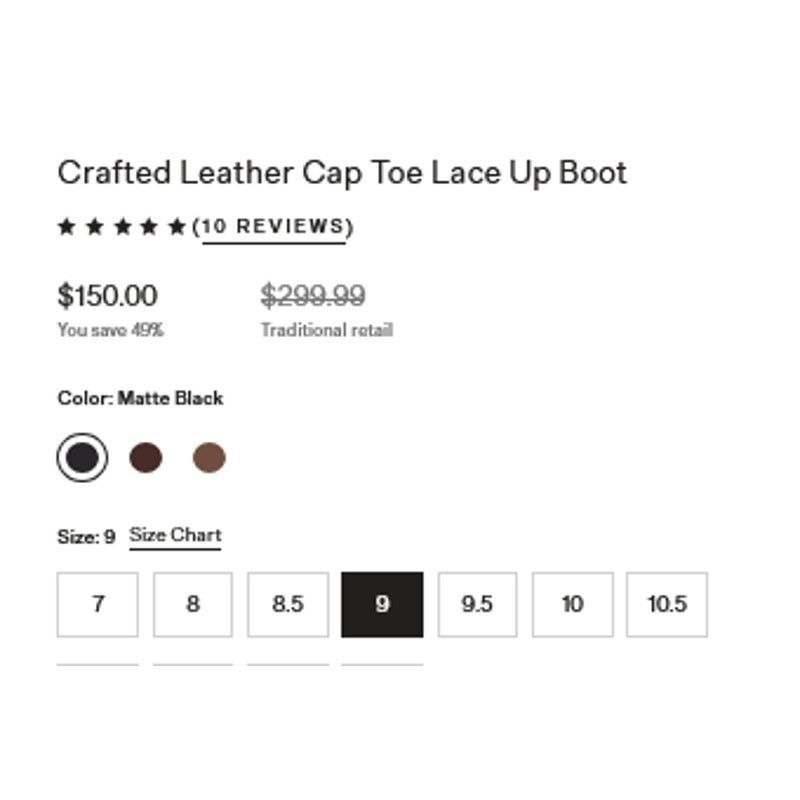 Quince Quince Crafted Leather Cap Toe Lace Up Boot Black Size 9 Size US 9 / EU 42 - 7 Thumbnail