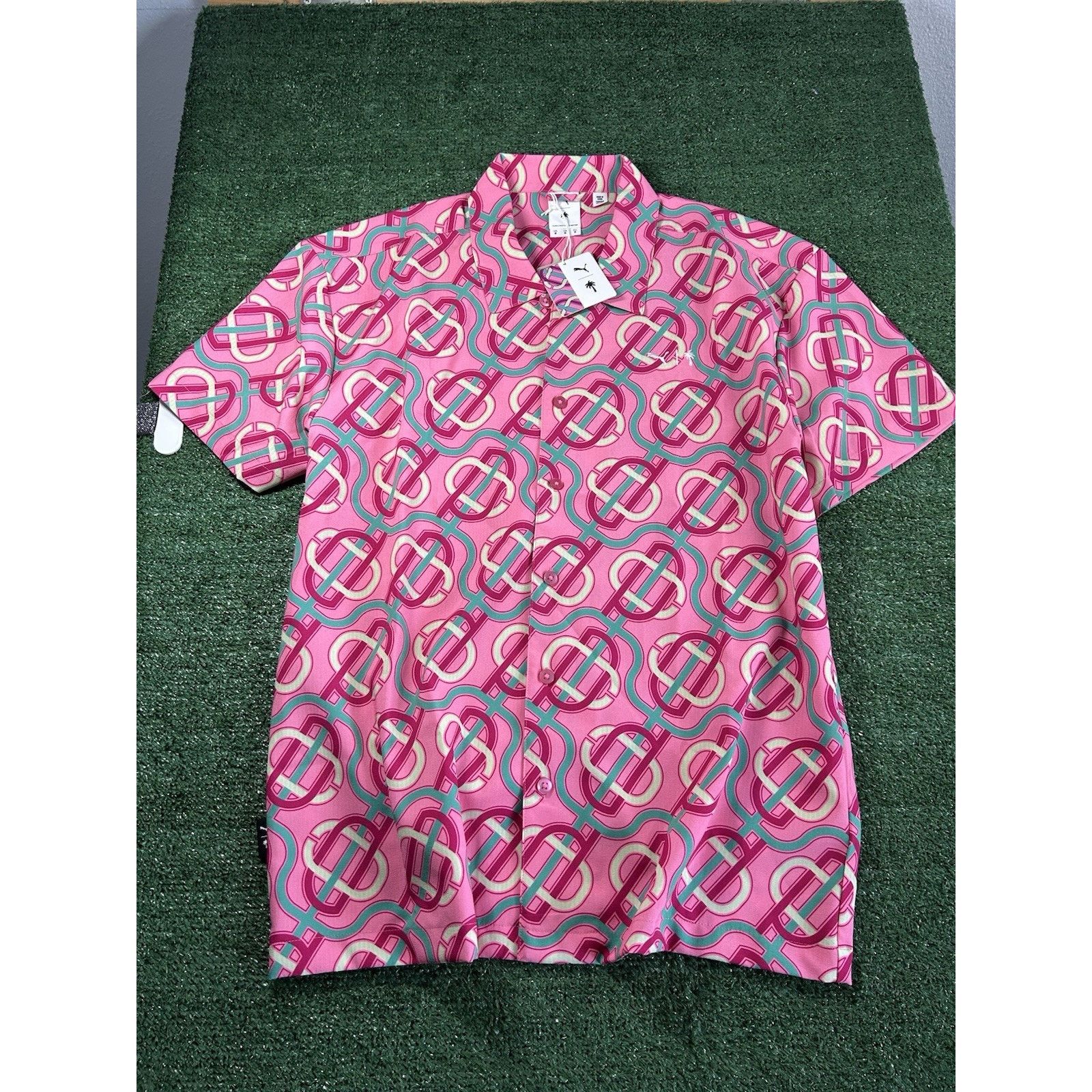 Puma PUMA X PALM TREE CREW Button Up Golf Pink Shirt Men’s Medium Size US M / EU 48-50 / 2 - 2 Thumbnail
