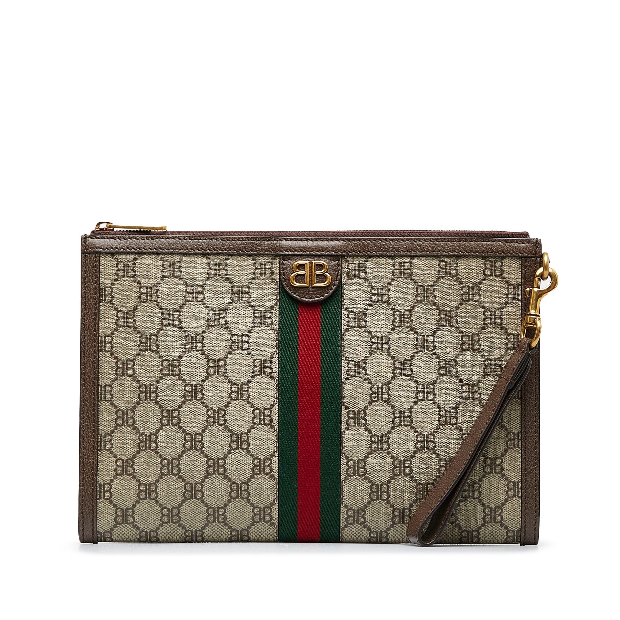 Gucci Gucci X Balenciaga BB Supreme Ophidia Web Clutch Brown Size ONE SIZE - 1 Thumbnail