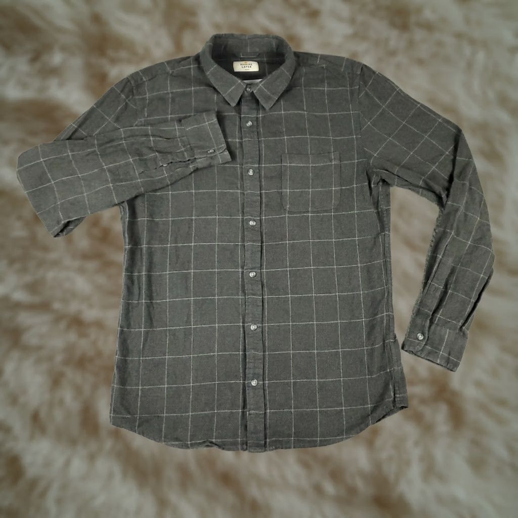 Marine Layer Marine Layer Shirt Mens Size Medium Gray Check Flannel Button Up Long Sleeve Mens Regular Cotton Button-Up Collar Navy? Size US M / EU 48-50 / 2 - 1 Thumbnail