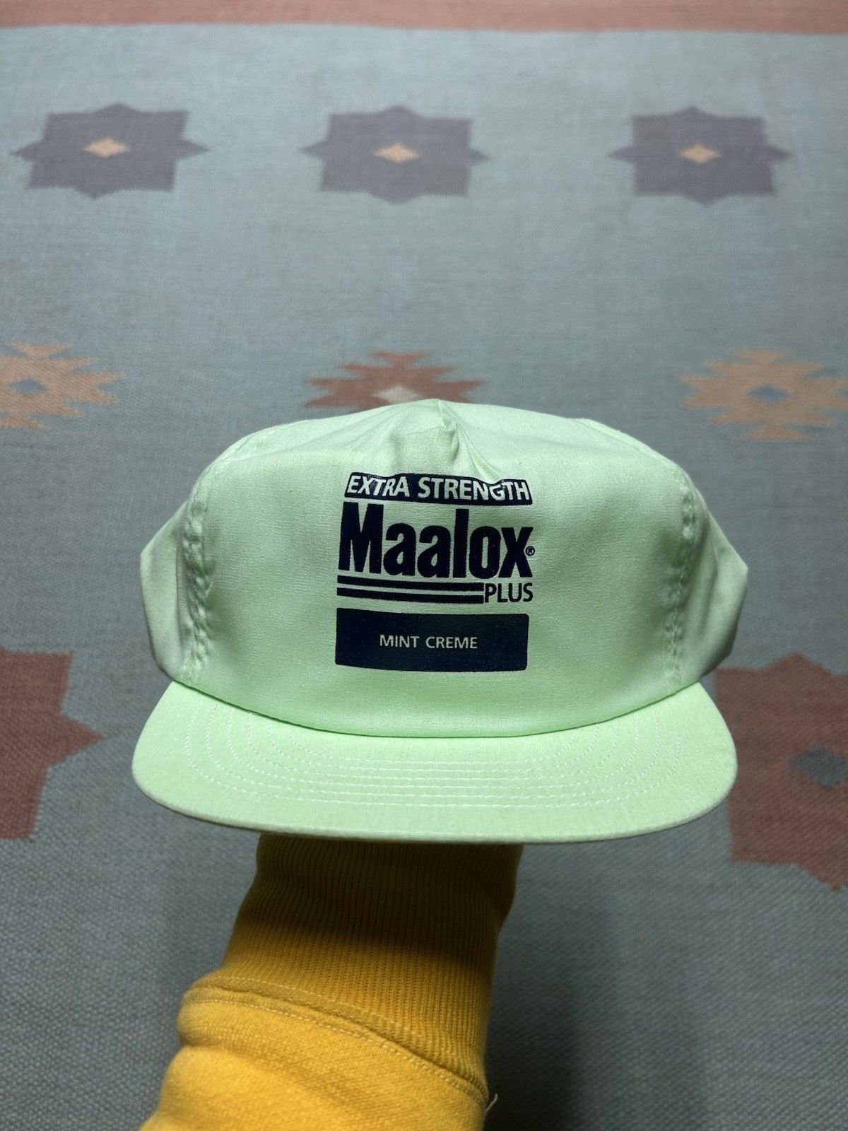 Vintage Vtg 90 SnapBack hat Maalox Plus mint creme green made in USA Size ONE SIZE - 2 Thumbnail