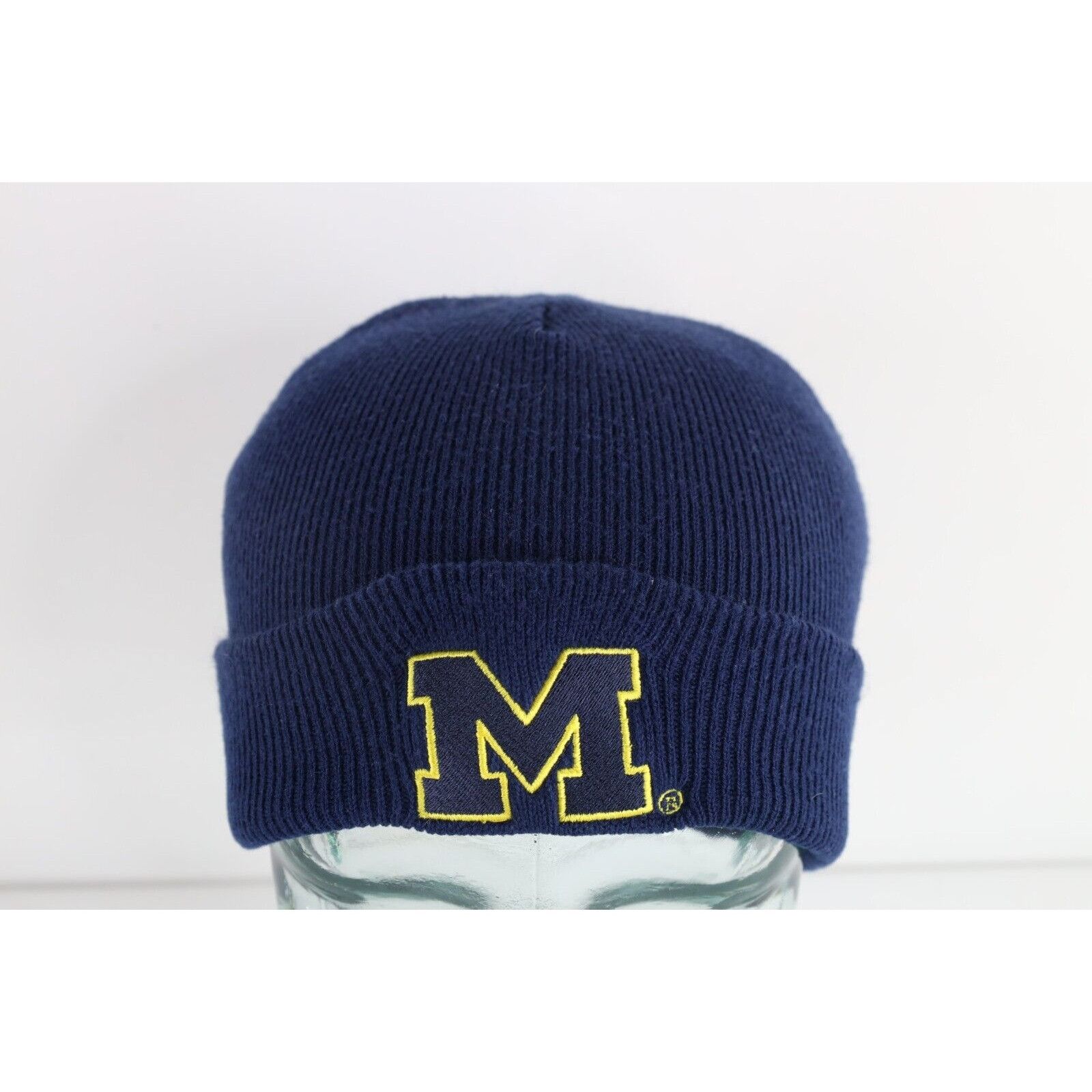 Vintage Vintage 90s Block M University of Michigan Winter Beanie Size ONE SIZE - 1 Thumbnail