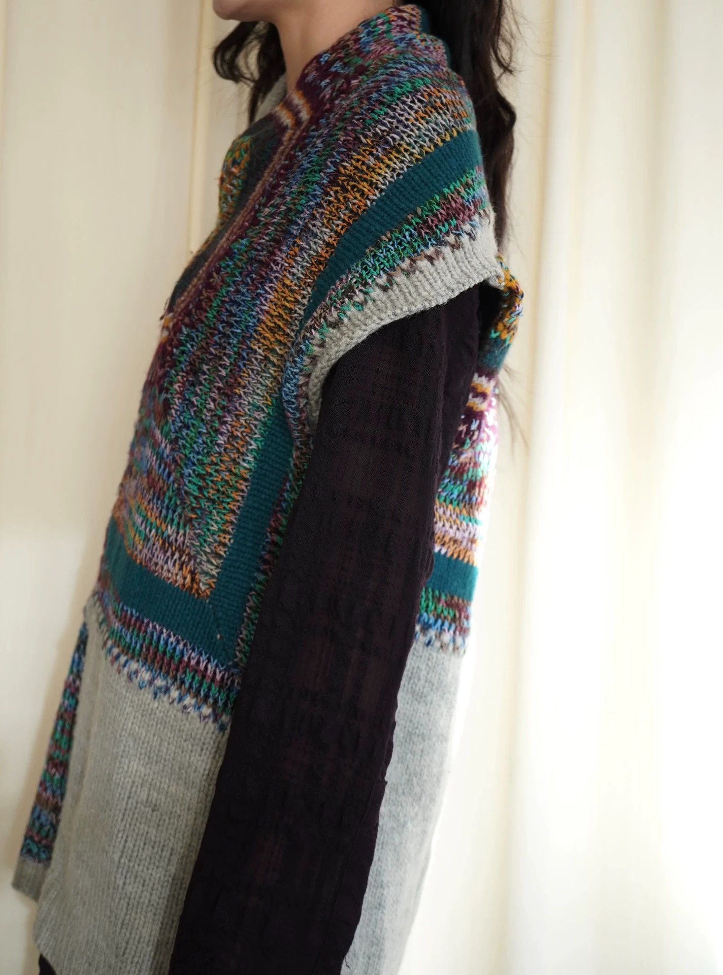 Dries Van Noten Dries Van Noten 1990s Rare Multicolor Wool V-Neck Vest Size ONE SIZE - 4 Thumbnail