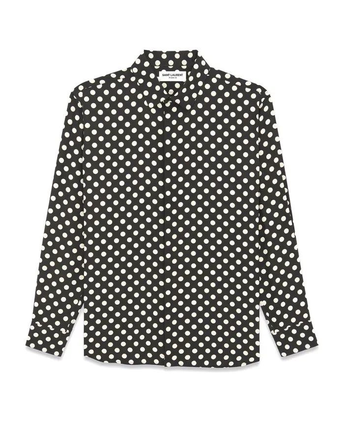 Saint Laurent Paris oc11z1225 646850 Yves Collar Shirt in Black & White Size US XS / EU 42 / 0 - 1 Thumbnail