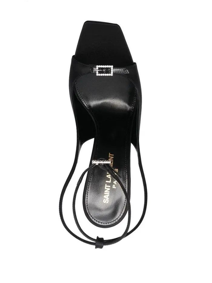 Saint Laurent Paris o1tp1o1224 Carole Sandals In Crepe Satin in Black Size US 7 / IT 37 - 4 Thumbnail