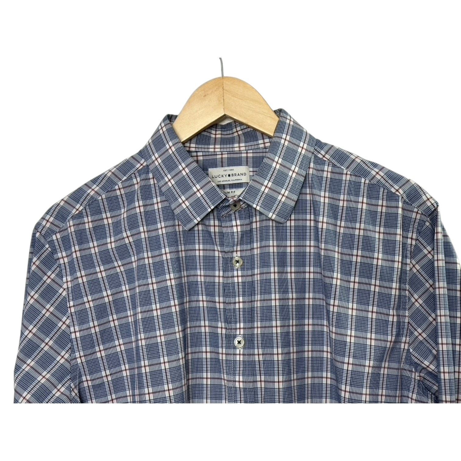 Lucky Brand Lucky Brand Blue Plaid Long Sleeve Button Shirt L 16 32/33 Size US L / EU 52-54 / 3 - 3 Thumbnail