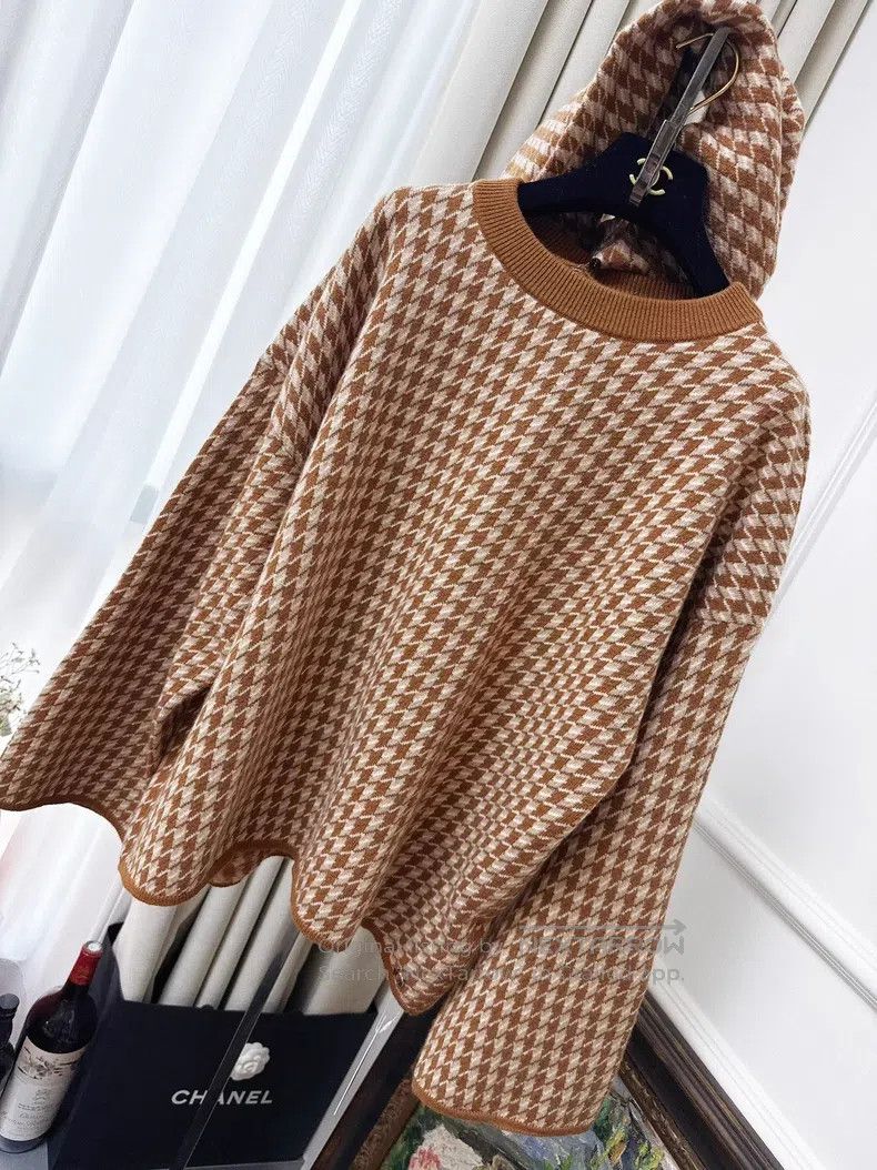 Hermes Hermes Brown Houndstooth Pure Cashmere Turtleneck Sweater Size XS / US 0-2 / IT 36-38 - 4 Thumbnail