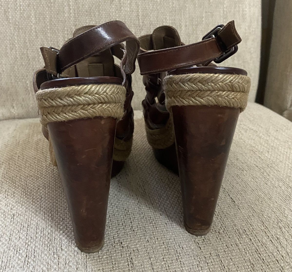 Christian Louboutin Barcelona Gladiator Brown Wedge Sandals