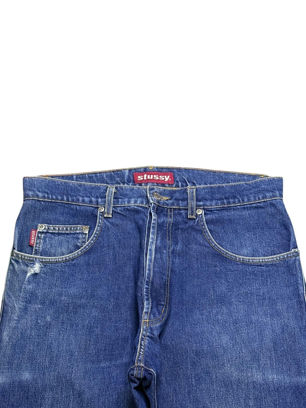 Stussy Vintage Stussy Blue Wash Distress Loose Baggy Jeans Size US 34 / EU 50 - 4 Thumbnail