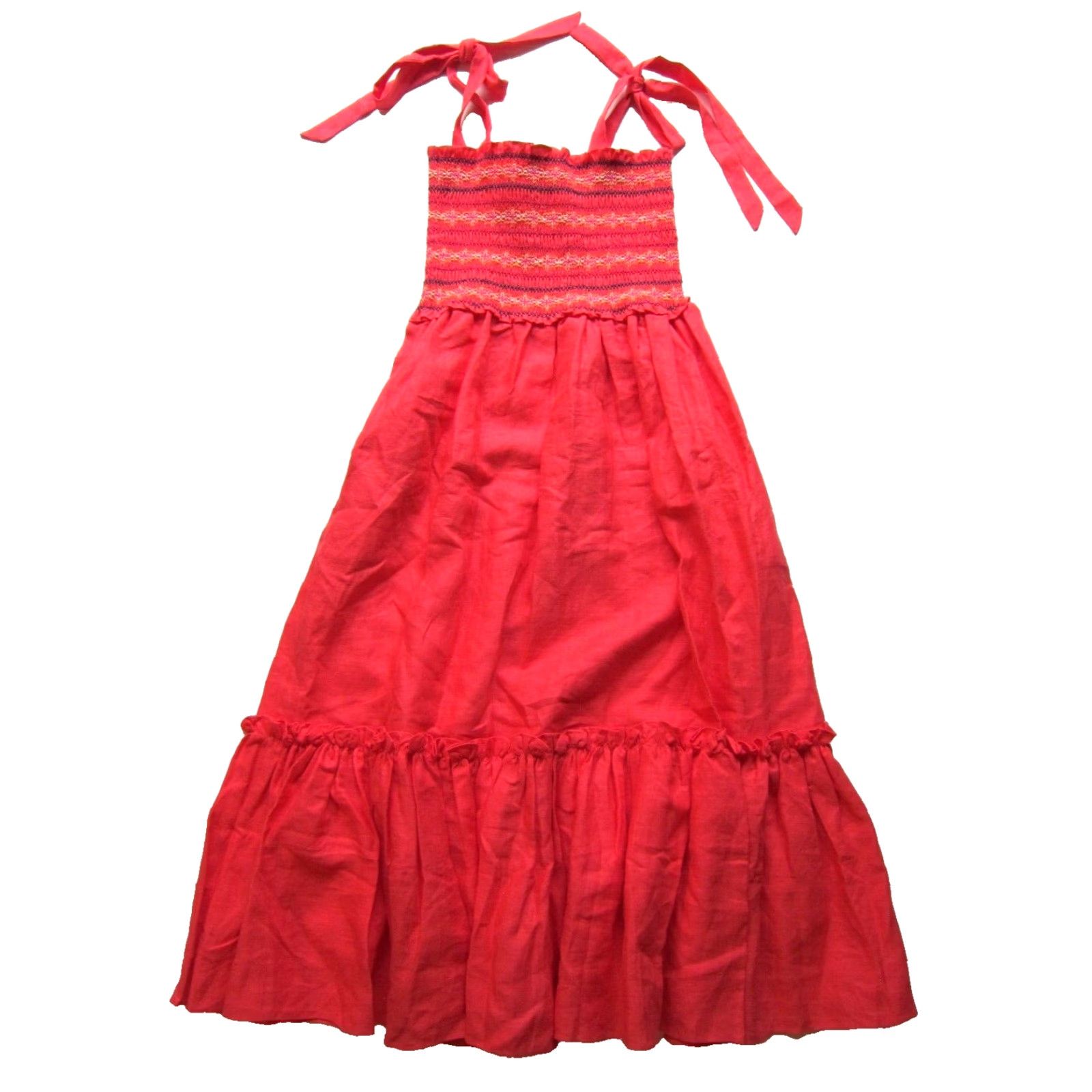 Vintage VINTAGE NWT Cara Cara Linen Pink Hibiscus Jenny Pocket Smock Tie Tank Sun Dress XL Size XL / US 12-14 / IT 48-50 - 2 Thumbnail