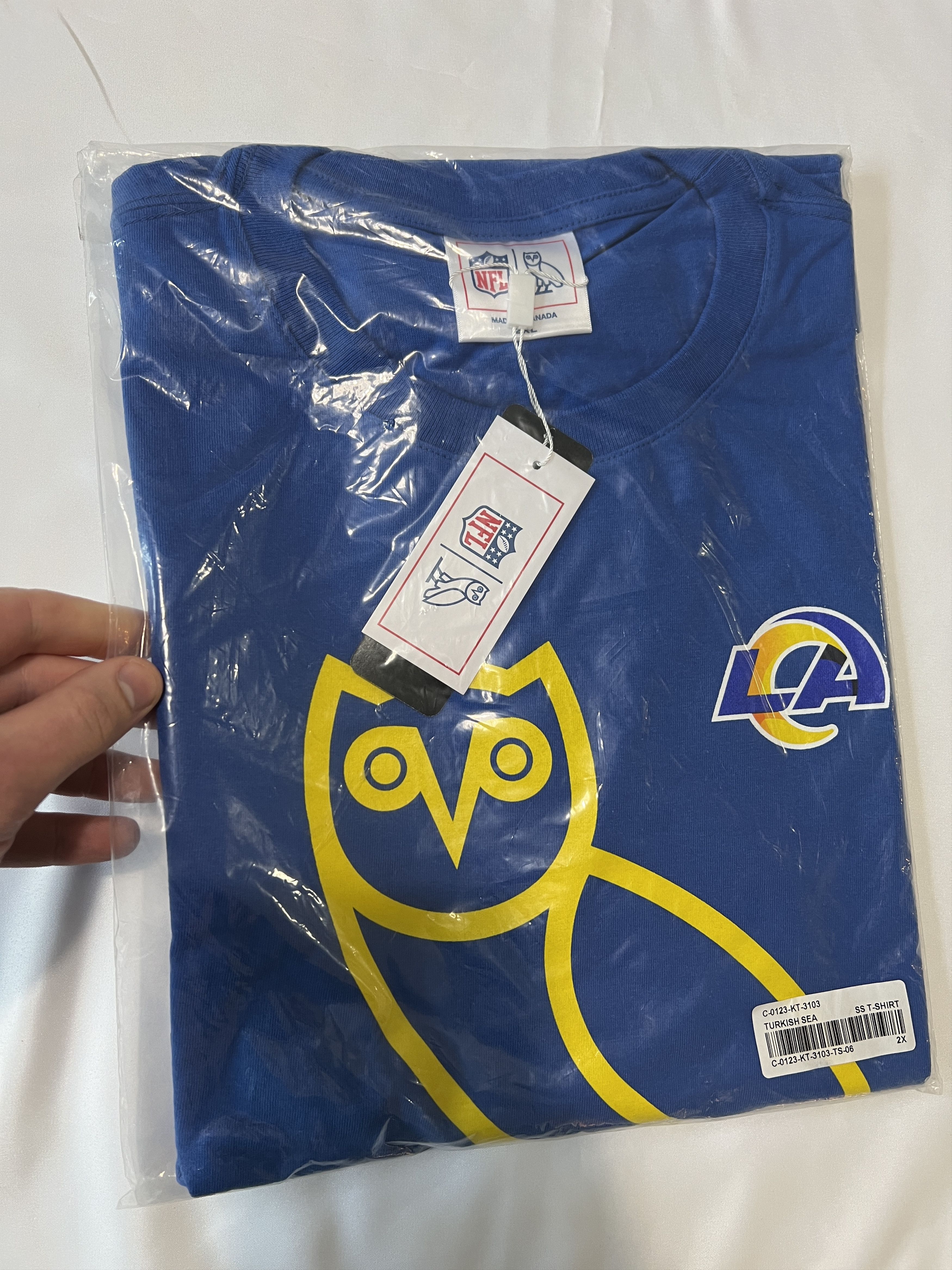 Drake *RARE* OVO x NFL Los Angeles Rams OG Owl T-Shirt Size US XXL / EU 58 / 5 - 2 Thumbnail