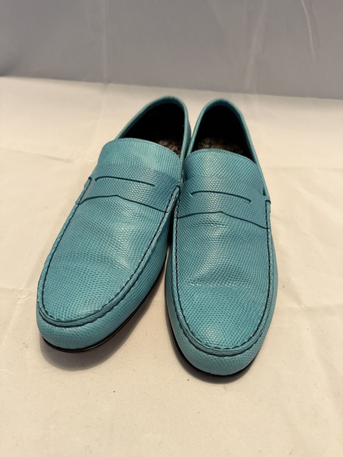 Paul Smith Paul Smith 8.1/2 Men's Blue Lizard-Effect Leather Loafers Size US 8.5 / EU 41-42 - 2 Thumbnail