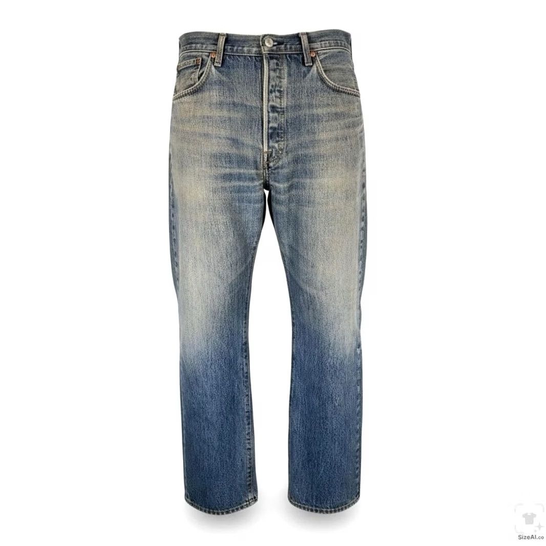 Levi's Levis 501 Jeans Mens 38x32 Blue Light Wash Straight Denim Button Fly Regular Fit Jeans Size US 38 / EU 54 - 2 Thumbnail