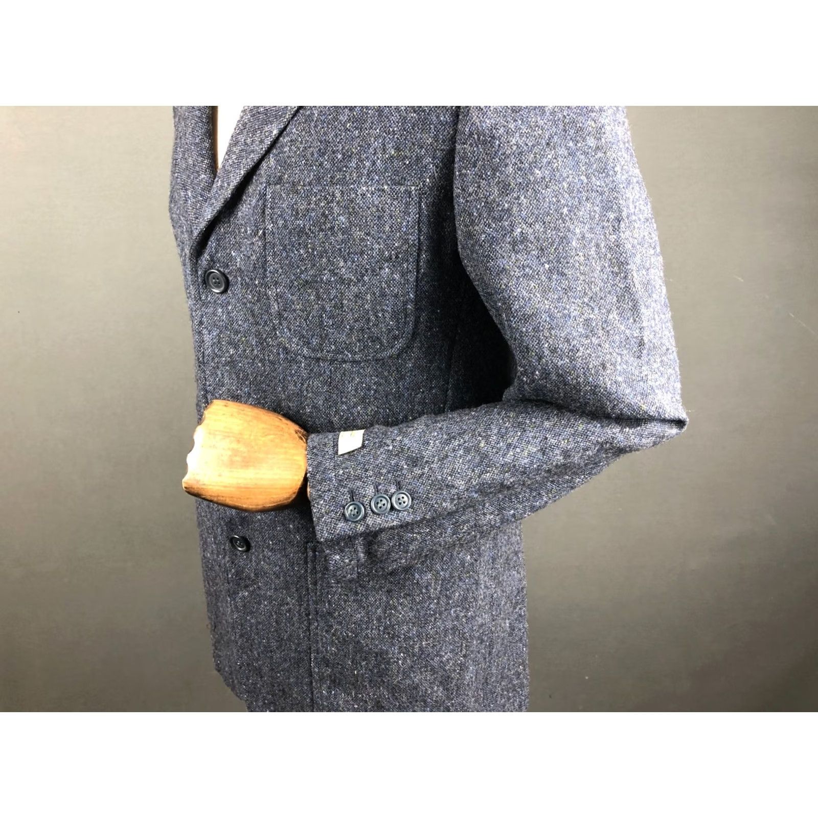 Vintage Magee Blazer Shirt Men 48 Blue Lambswool Tweed Single-Breasted 3 Button Cuffs Vintage No Size 48R - 7 Thumbnail