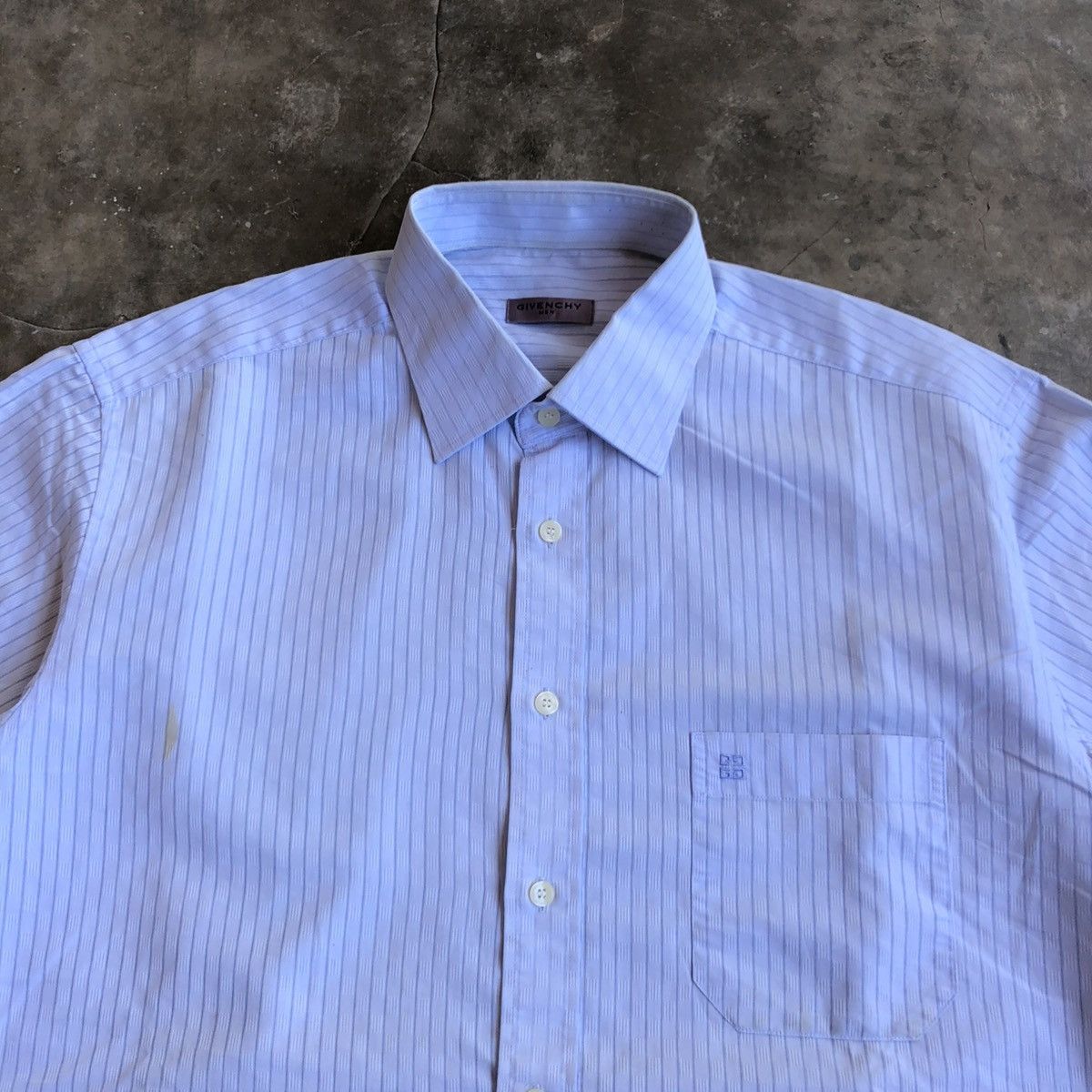 Givenchy 90s Vintage Givenchy Men Stripe Pocket Shirt Blue Luxury Size US XL / EU 56 / 4 - 4 Thumbnail