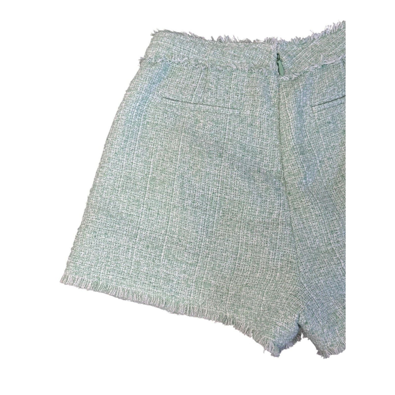 Aje AJE Mint Tweed Fringe Designer Pleated Shorts High Waist 12 Size 34" / US 12 / IT 48 - 6 Thumbnail