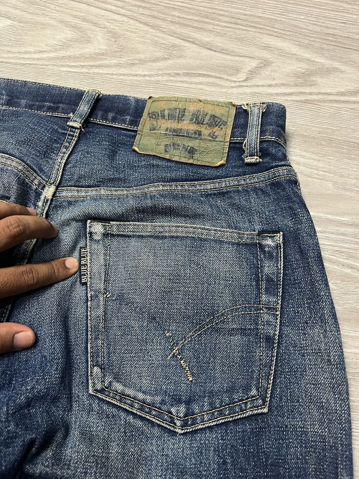 Blue Blue Japan Vintage HR Market Blue Blue Japan Selvedge faded Denim Jeans Size US 31 - 9 Thumbnail