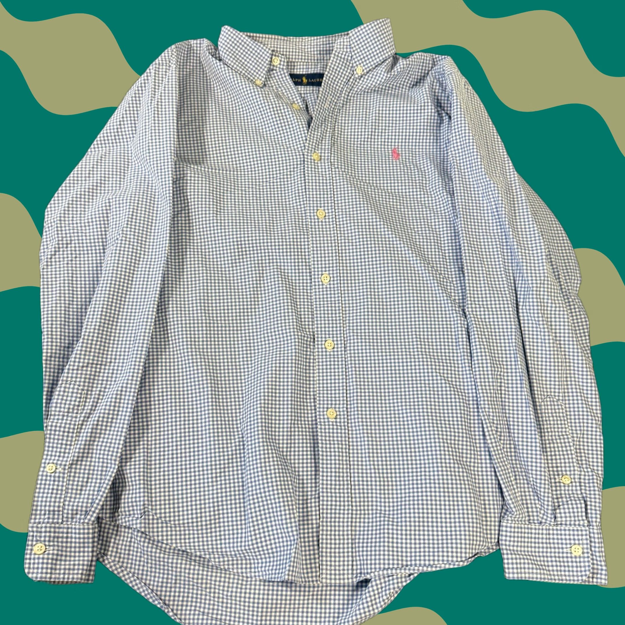 Vintage VINTAGE Polo Ralph Lauren Blue Gingham Longsleeve Button Down L Men's Shirt Size US L / EU 52-54 / 3 - 1 Thumbnail