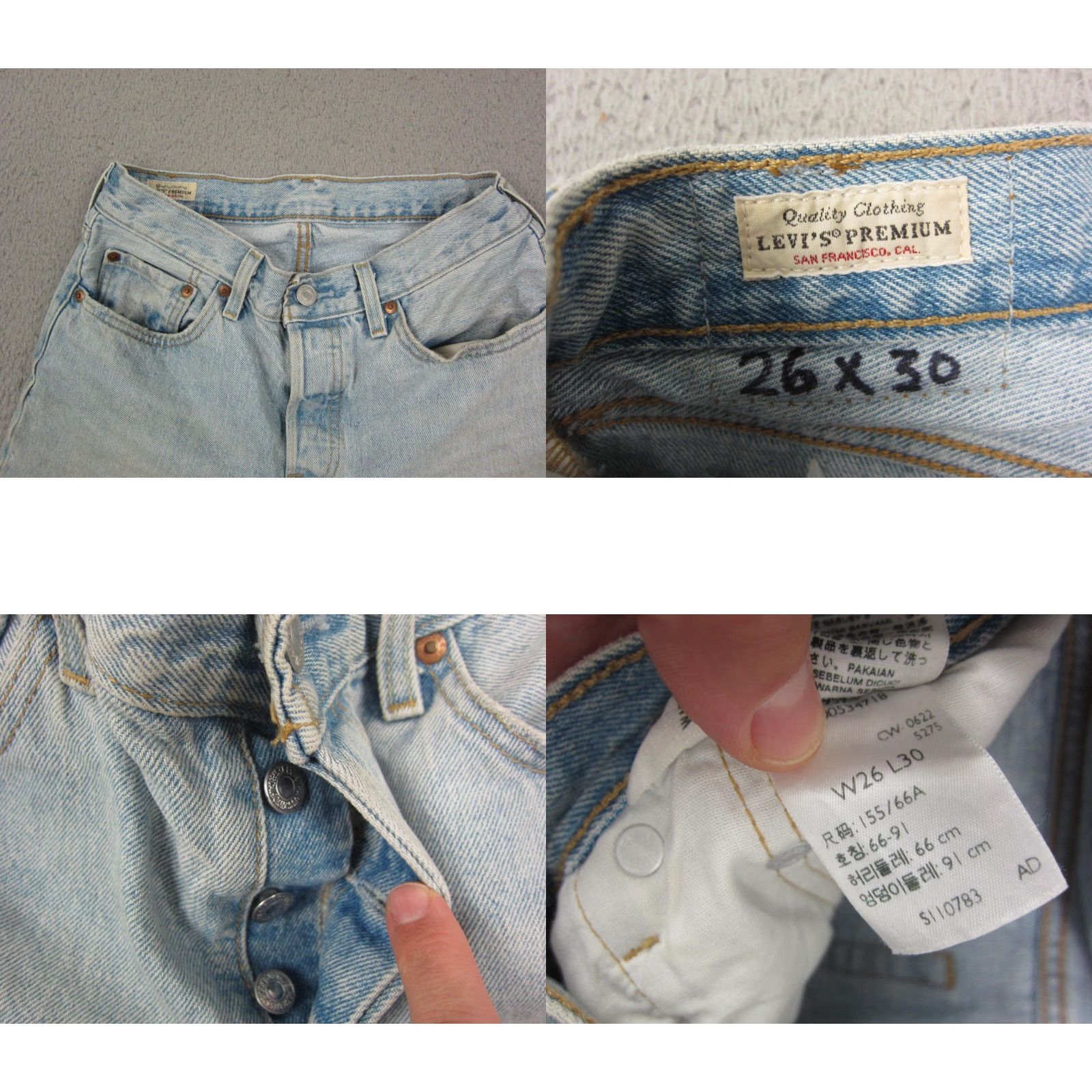 Levi's VINTAGE Levi's 501 Jeans Womens 26x30 Blue Button Fly Denim Pants 90s Size 26" / US 2 / IT 38 - 9 Thumbnail