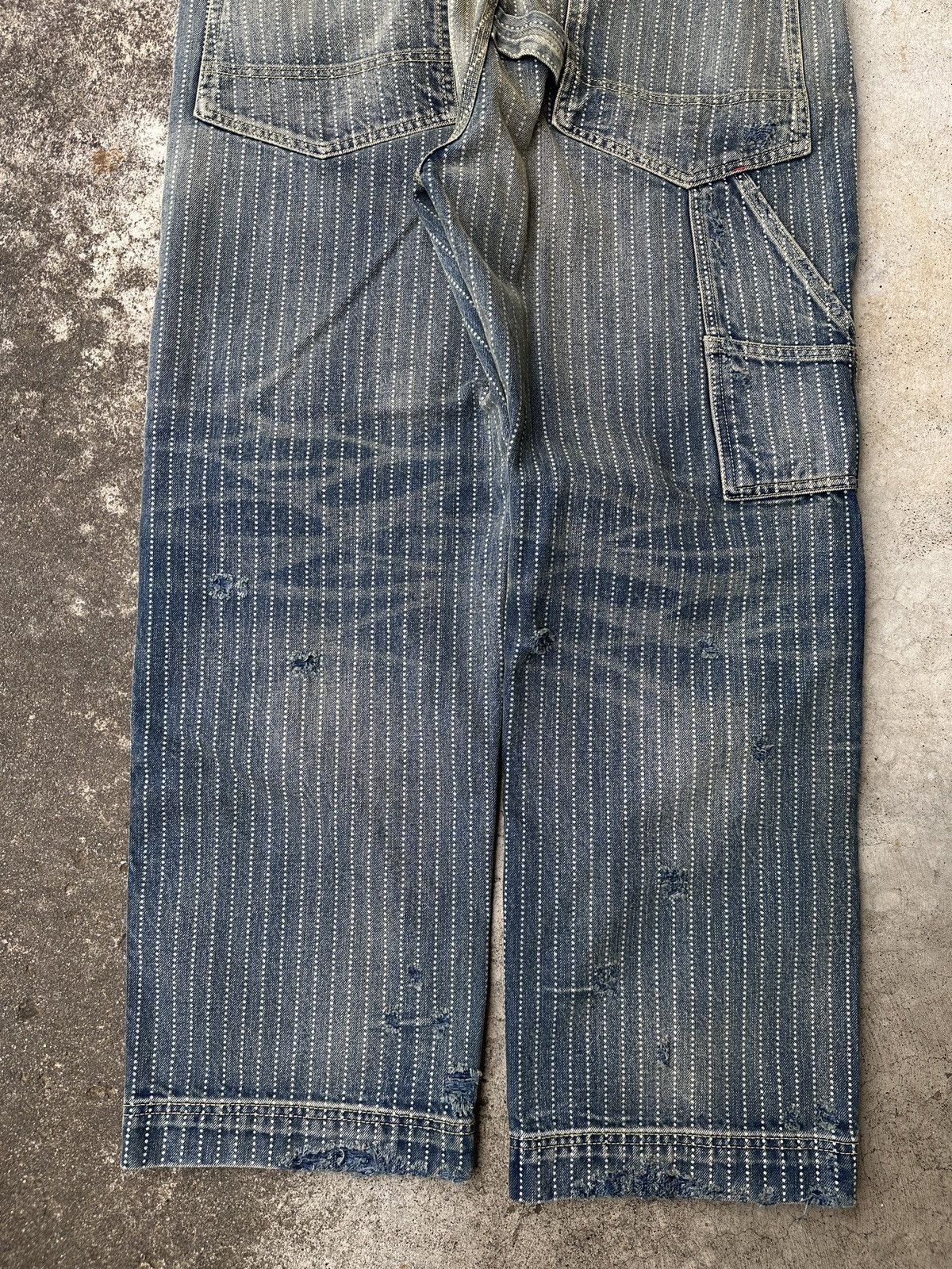 Japanese Brand Wabash Buckleback Double Knee Dungaree Striped Union Kountry Size US 36 / EU 52 - 16 Thumbnail