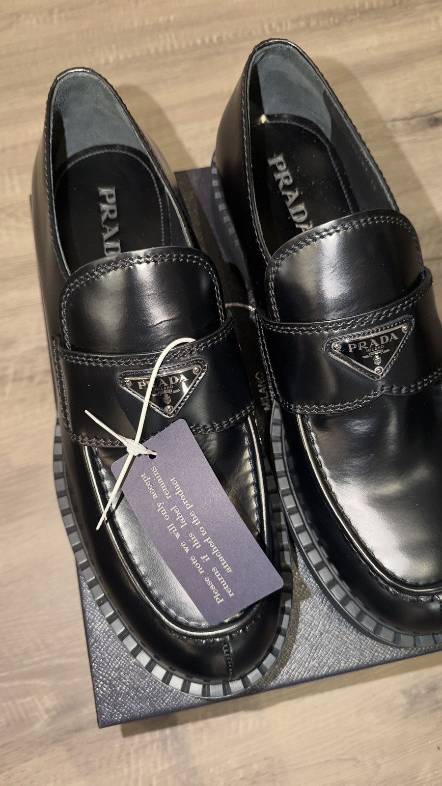 Prada Prada Mens Brushed Leather Size US 14 / EU 47 - 4 Thumbnail