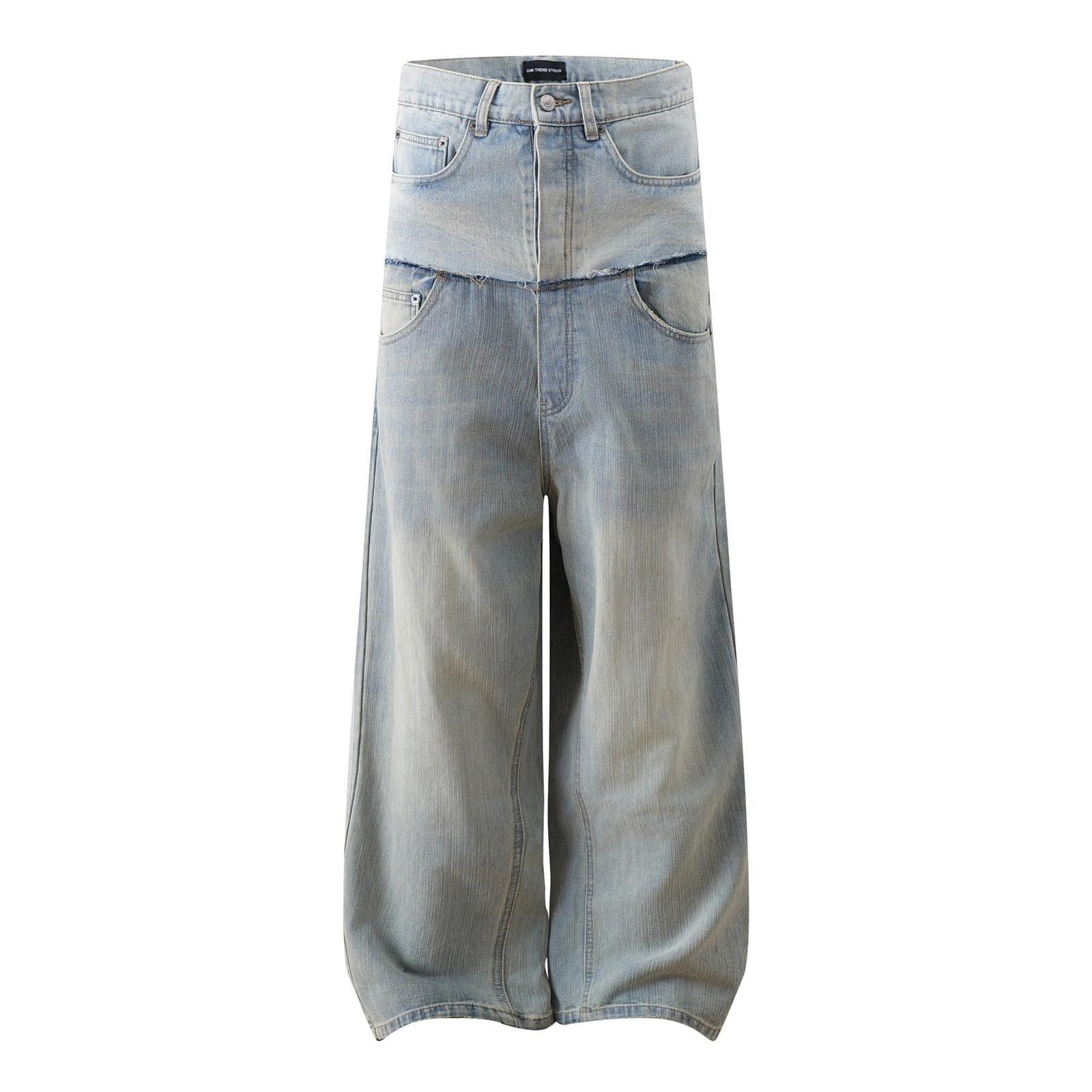 Japanese Brand Two-Tone Baggy Wide Leg Jeans, High Waist Denim Pants Size US 30 / EU 46 - 7 Thumbnail
