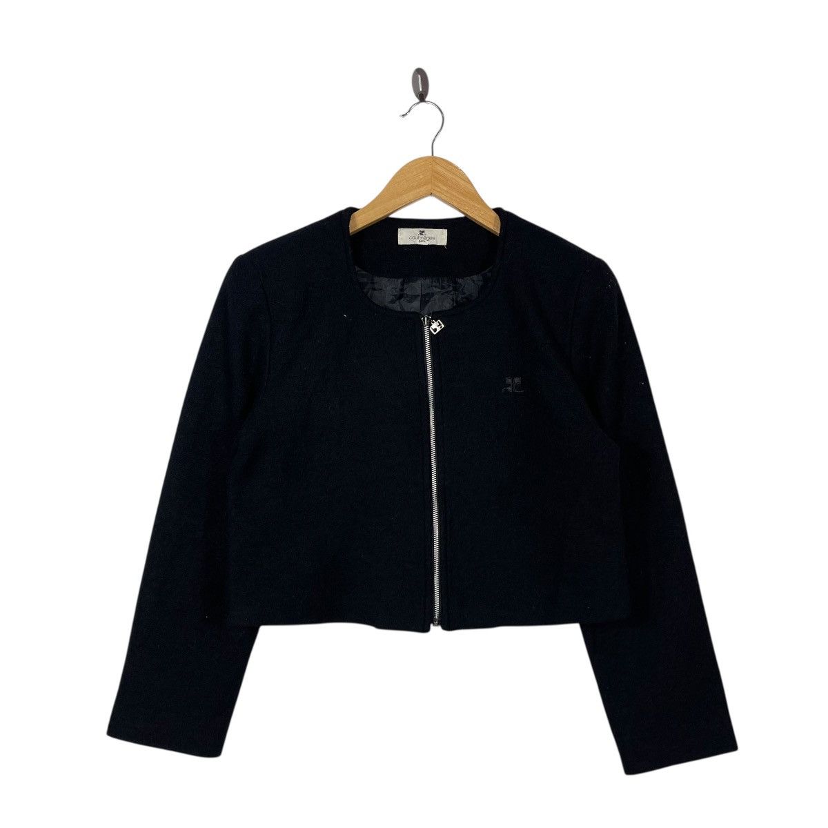 Courreges Courrèges Paris Cropped Zip Jacket Minimalist Black Wool Size S / US 4 / IT 40 - 1 Thumbnail