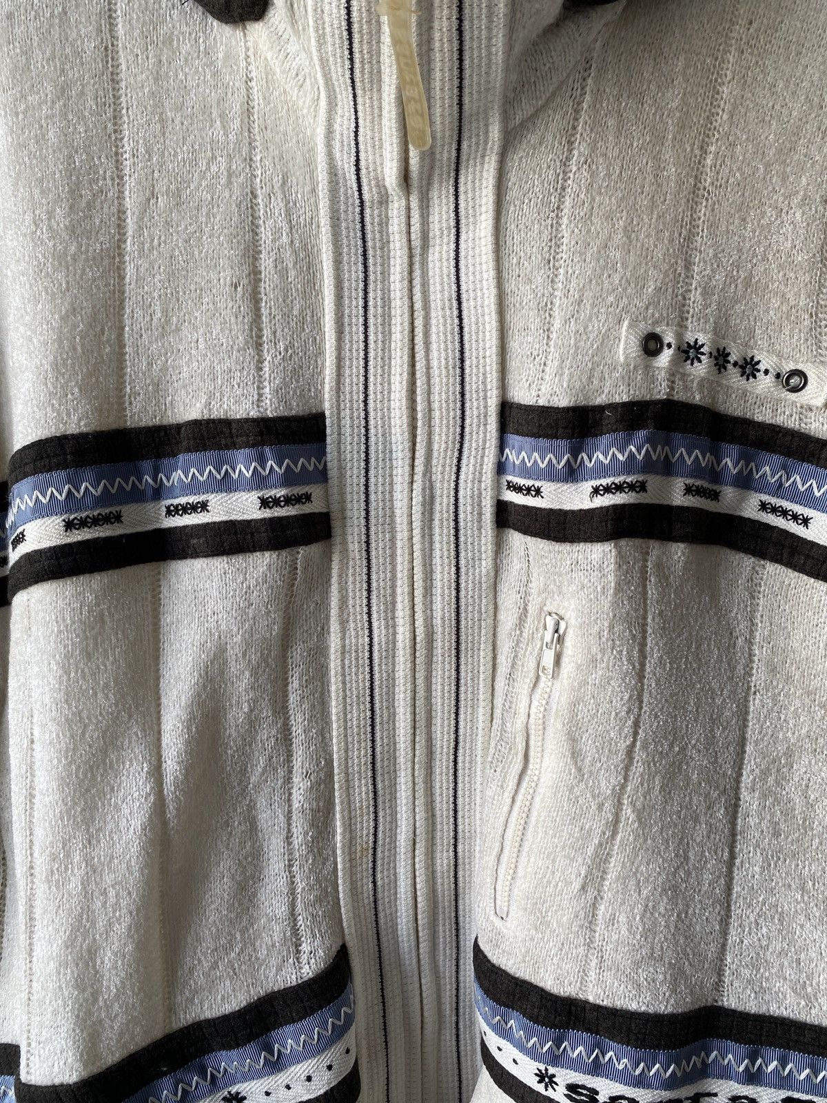 Japanese Brand × Vintage Vintage 90s Santafe Knit Design Zipper Hoodie Size US L / EU 52-54 / 3 - 8 Thumbnail
