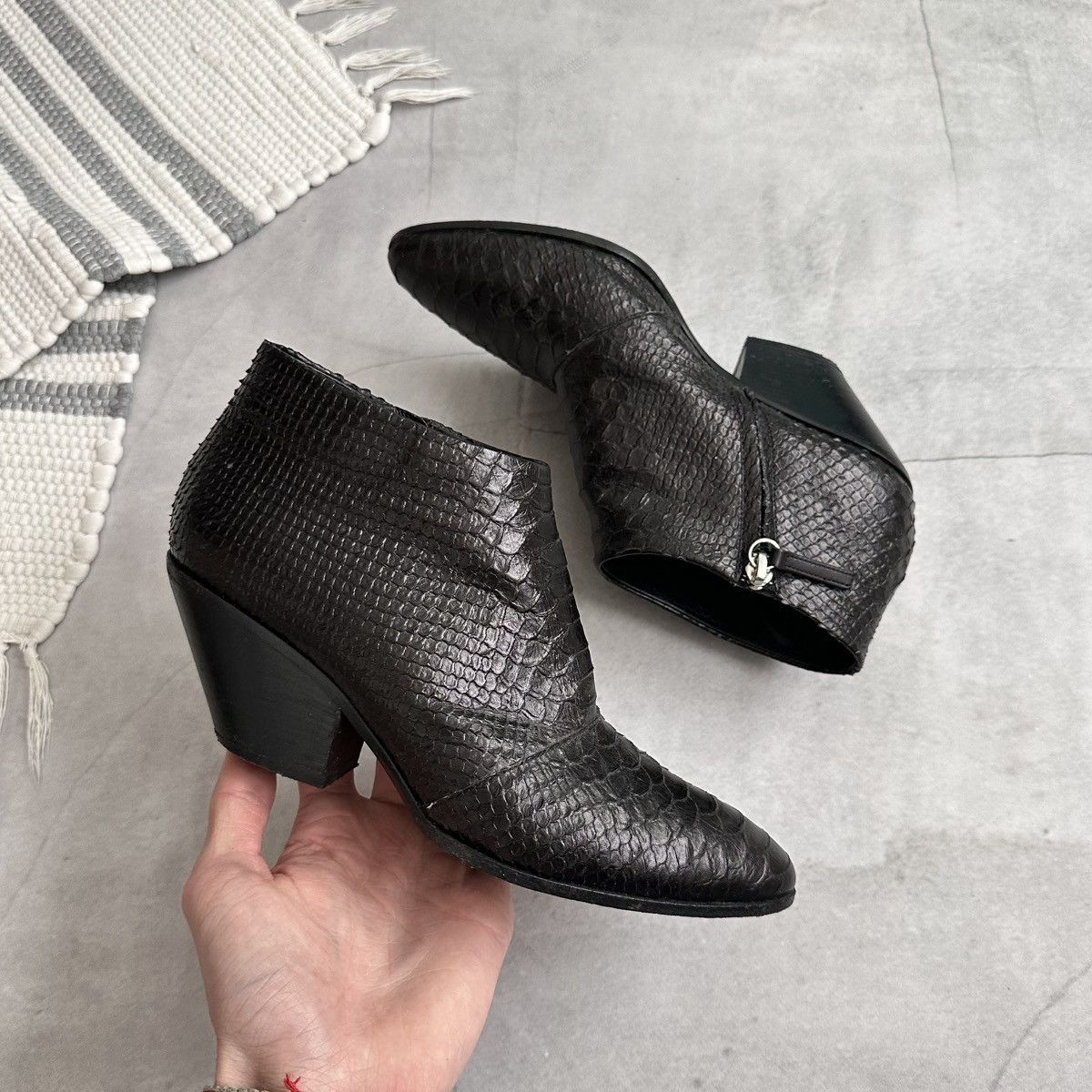 Hedi Slimane Giuseppe Zanotti Leather Ankle Boots Heel Saint Laurent Vibe Size US 7.5 / IT 37.5 - 6 Thumbnail