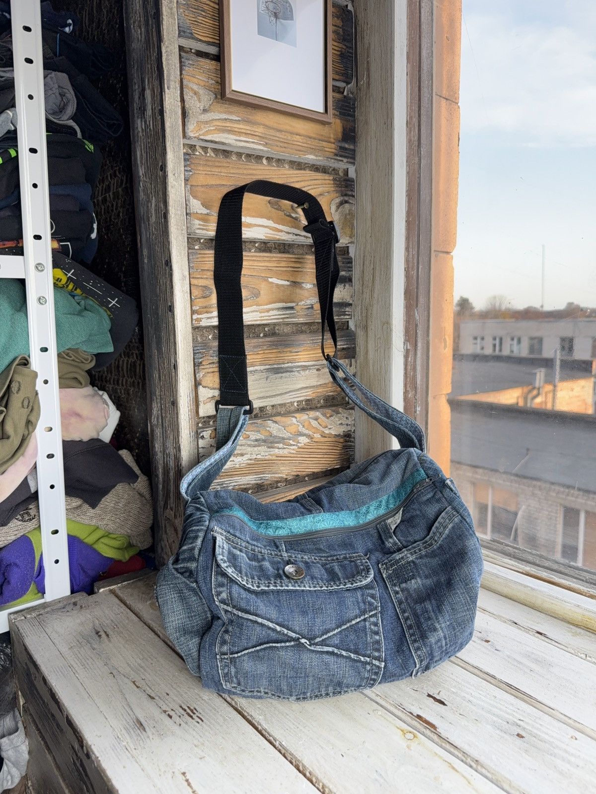 Japanese Brand Denim Avant Garde Shoulder Bag Y2K Vintage Jeans Patchwork Size ONE SIZE - 1 Thumbnail