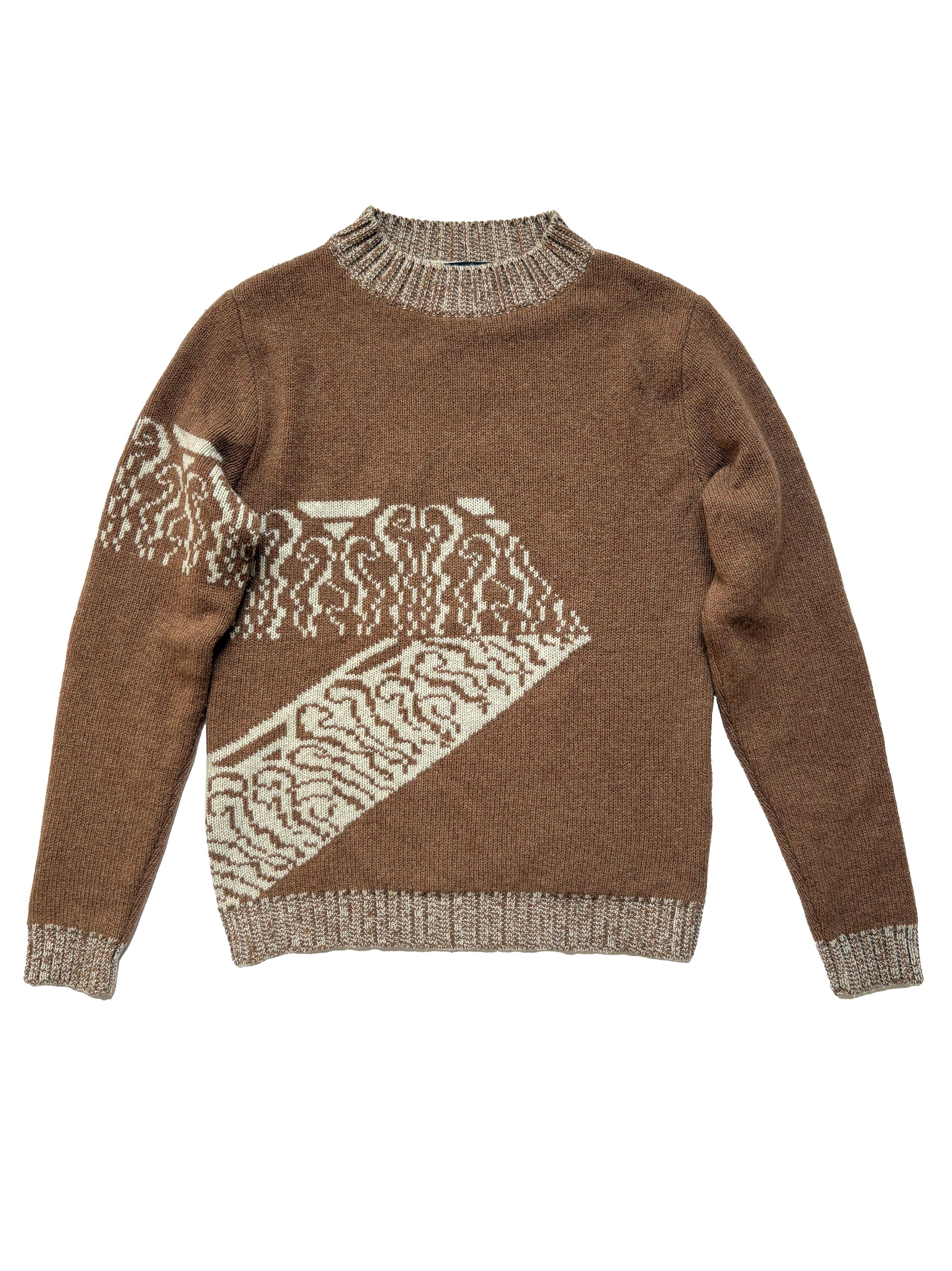 A.P.C. ⚡️QUICK SALE⚡️A.P.C. Brown/Beige Patterned Wool Knit Sweater Size US S / EU 44-46 / 1 - 1 Thumbnail