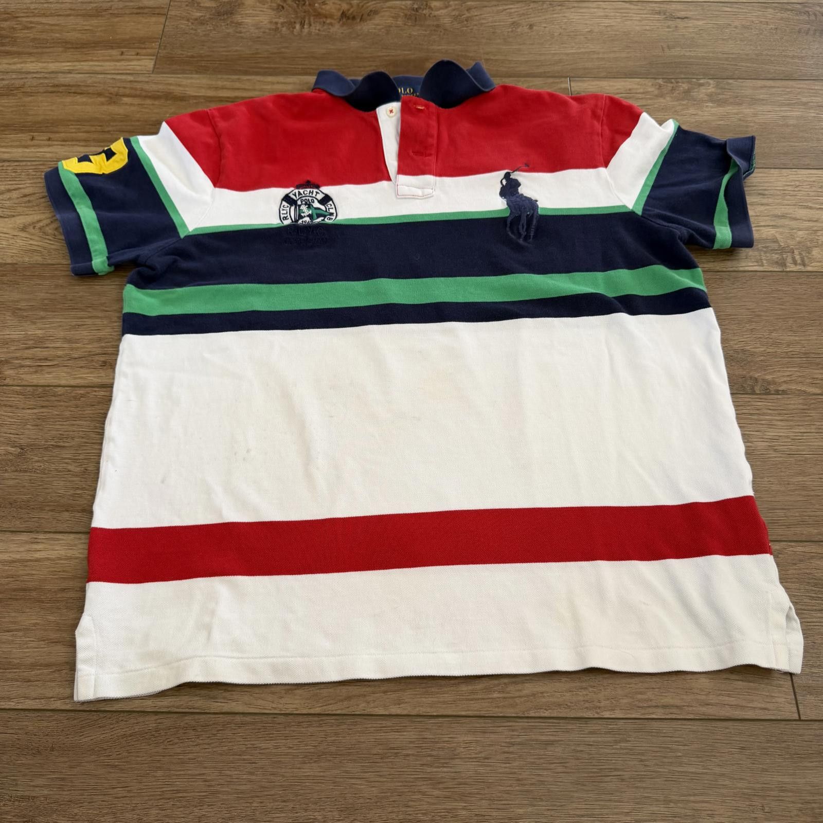 Polo Ralph Lauren Polo Ralph Lauren Yacht Club Big Pony 3 Striped Polo Preppy Size US XL / EU 56 / 4 - 1 Thumbnail