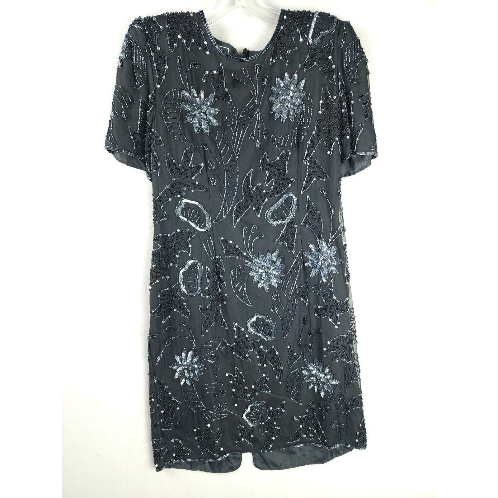 Vintage Robert Anthony Sequined Beaded Lined 100% Silk Dress P12 Size XL / US 12-14 / IT 48-50 - 1 Thumbnail