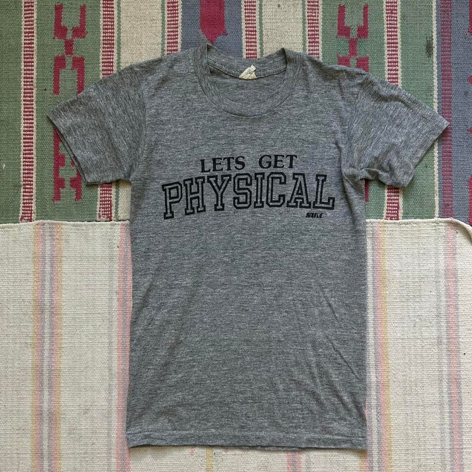Vintage Rare Vintage 70s Lets Get Physical Thin Funny Graphic Tee Size US S / EU 44-46 / 1 - 4 Thumbnail